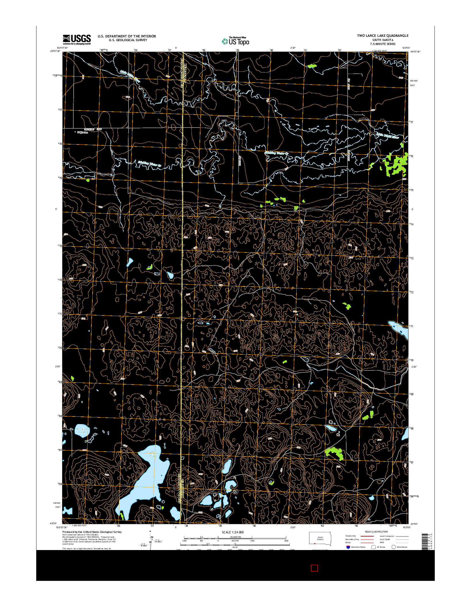 USGS US TOPO 7.5-MINUTE MAP FOR TWO LANCE LAKE, SD 2015