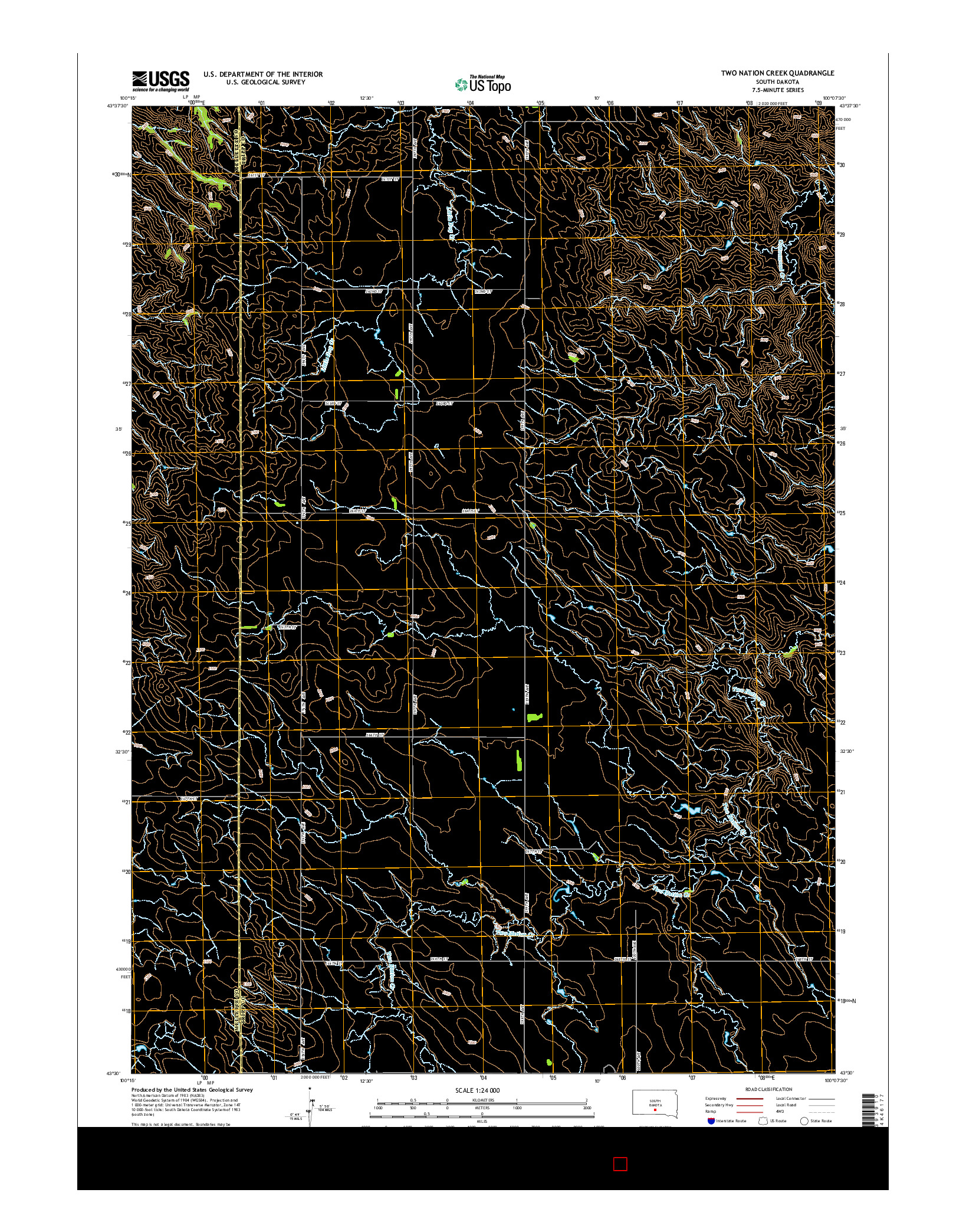 USGS US TOPO 7.5-MINUTE MAP FOR TWO NATION CREEK, SD 2015