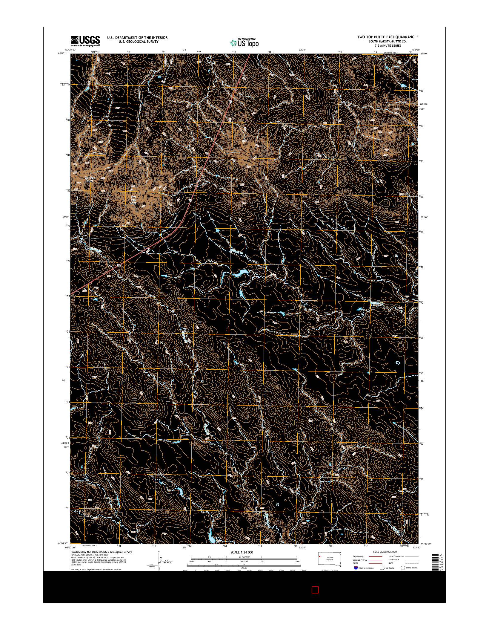 USGS US TOPO 7.5-MINUTE MAP FOR TWO TOP BUTTE EAST, SD 2015