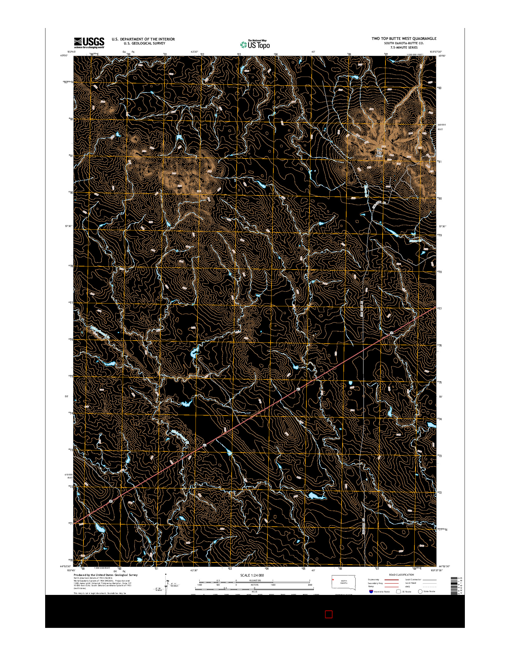 USGS US TOPO 7.5-MINUTE MAP FOR TWO TOP BUTTE WEST, SD 2015