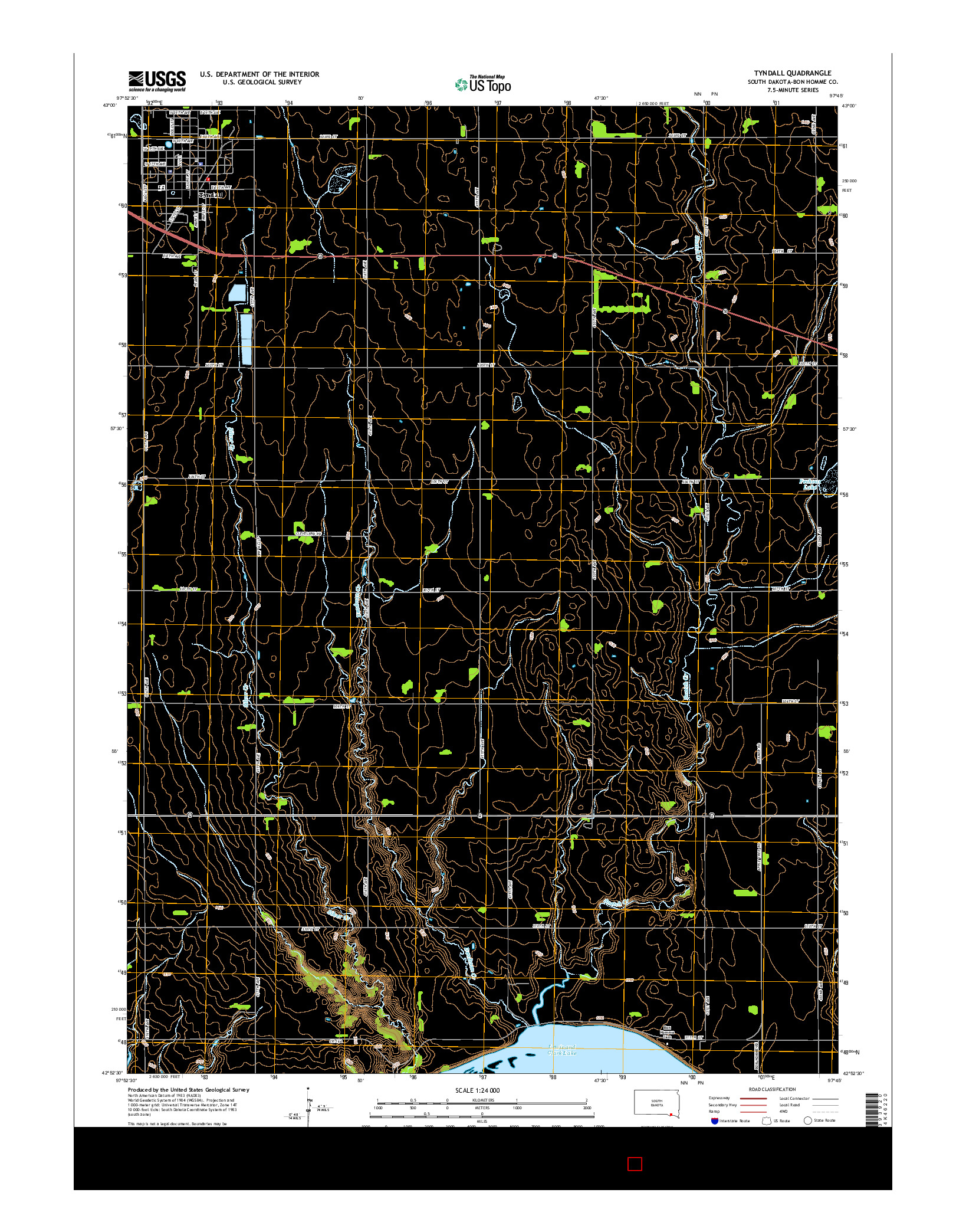 USGS US TOPO 7.5-MINUTE MAP FOR TYNDALL, SD 2015