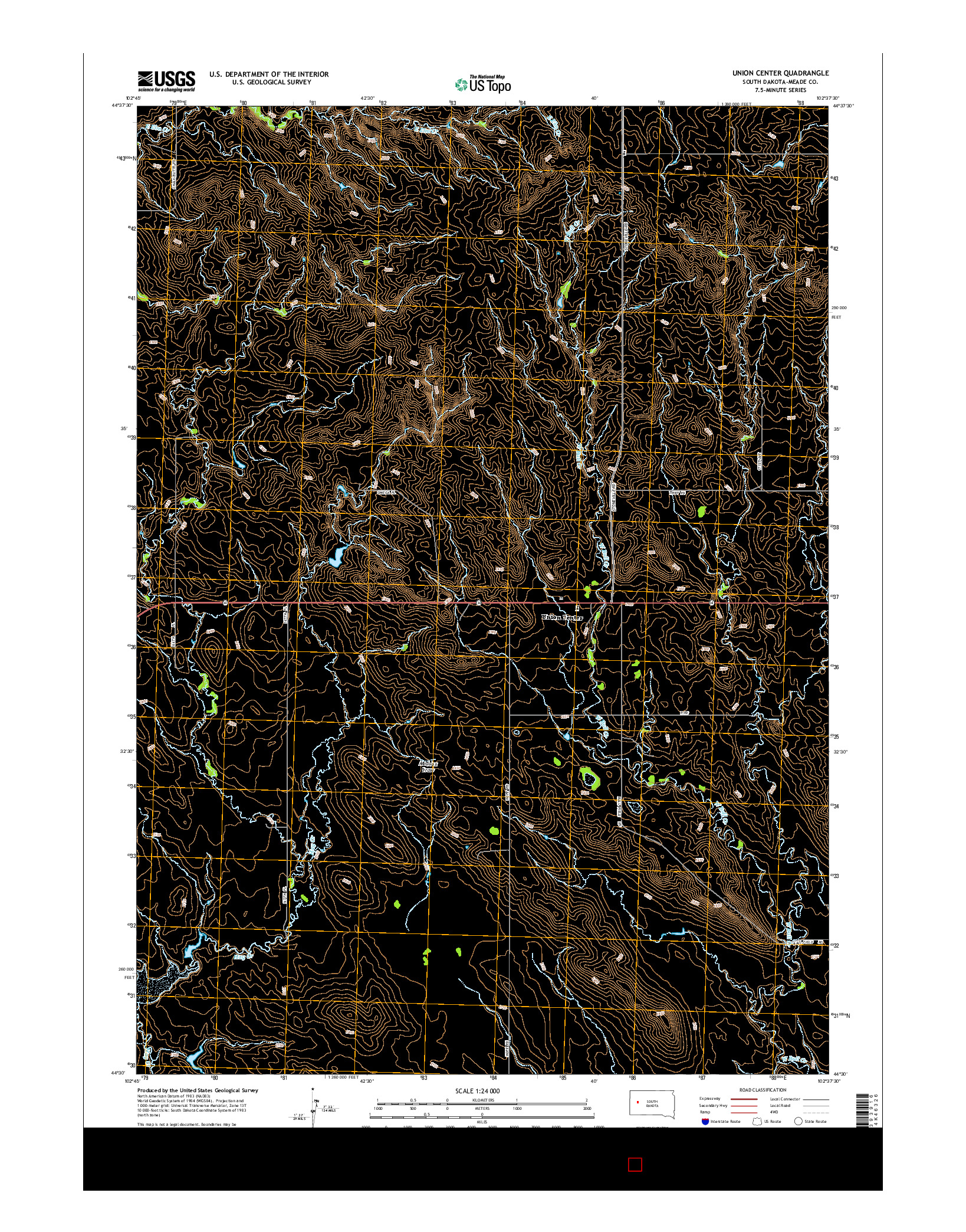 USGS US TOPO 7.5-MINUTE MAP FOR UNION CENTER, SD 2015