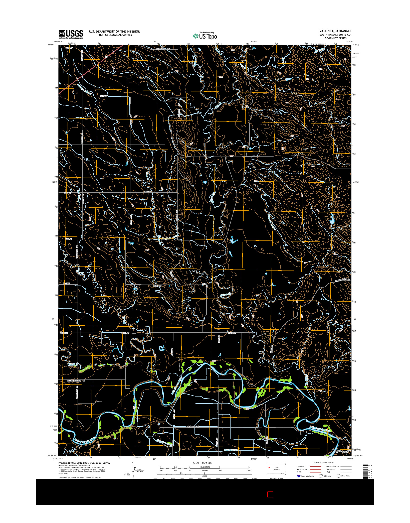 USGS US TOPO 7.5-MINUTE MAP FOR VALE NE, SD 2015