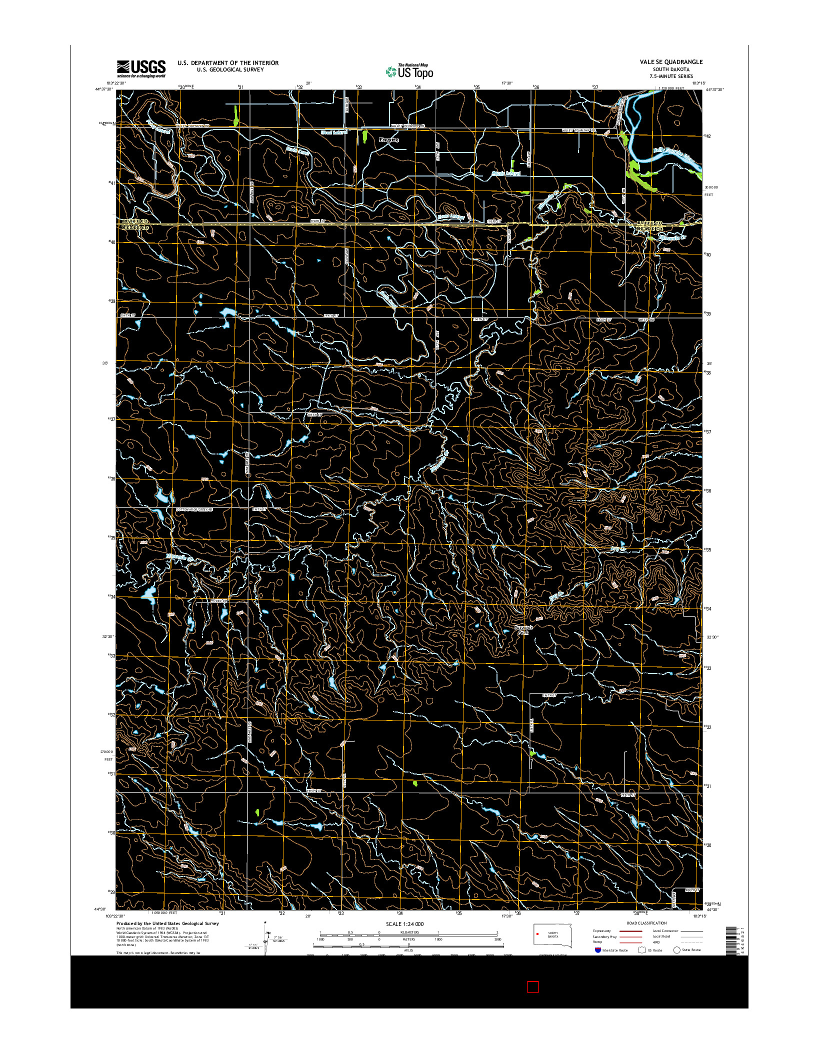 USGS US TOPO 7.5-MINUTE MAP FOR VALE SE, SD 2015
