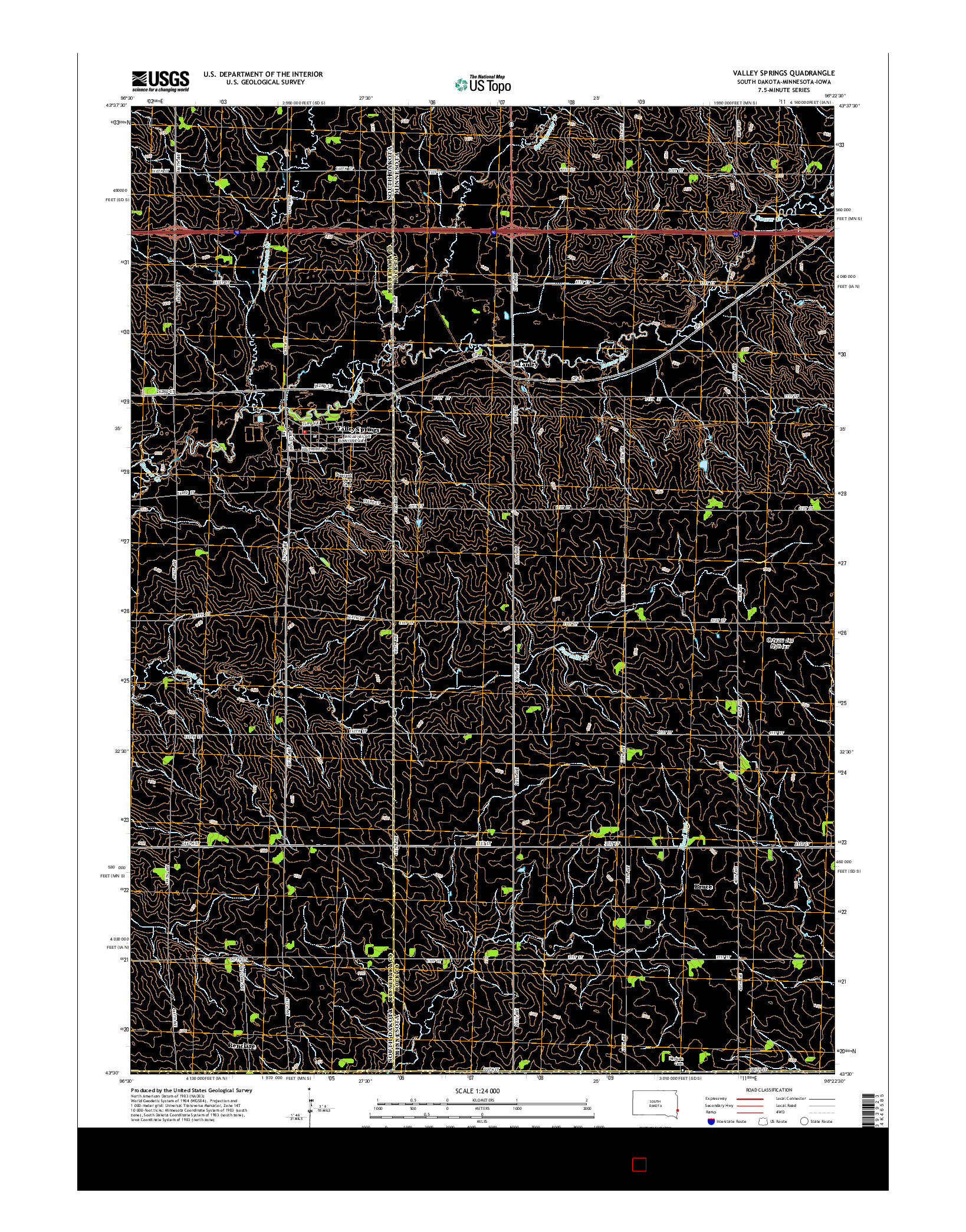 USGS US TOPO 7.5-MINUTE MAP FOR VALLEY SPRINGS, SD-MN-IA 2015