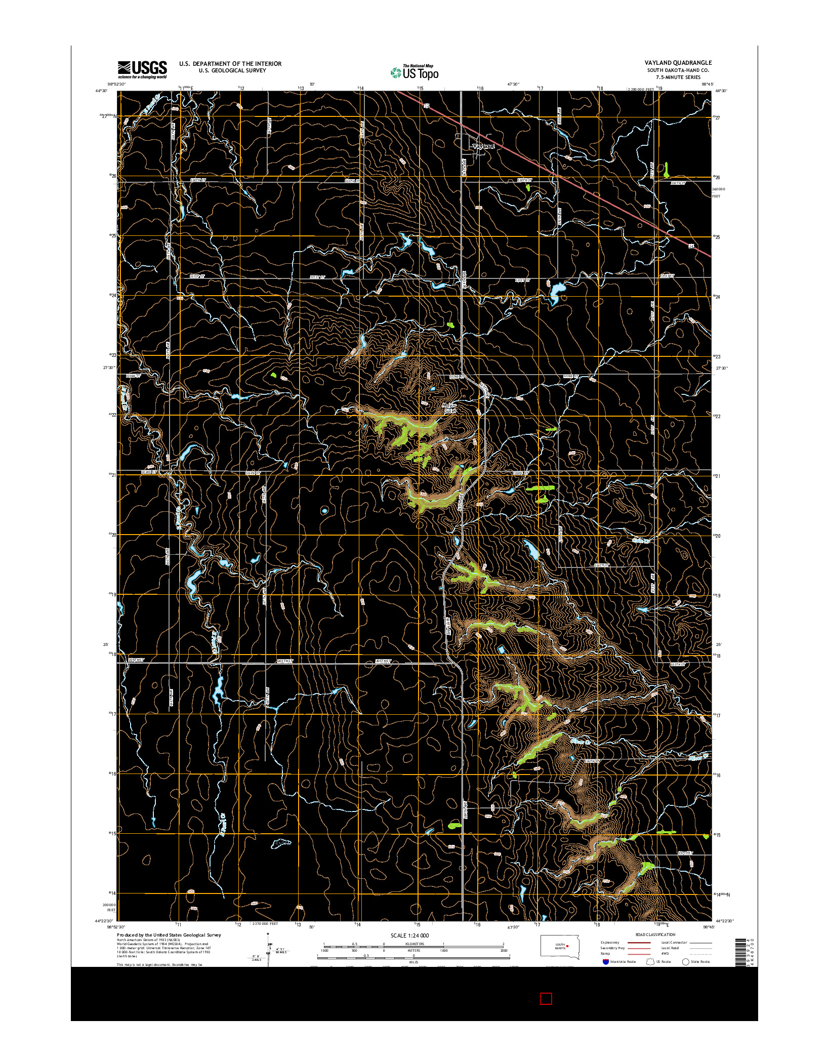 USGS US TOPO 7.5-MINUTE MAP FOR VAYLAND, SD 2015