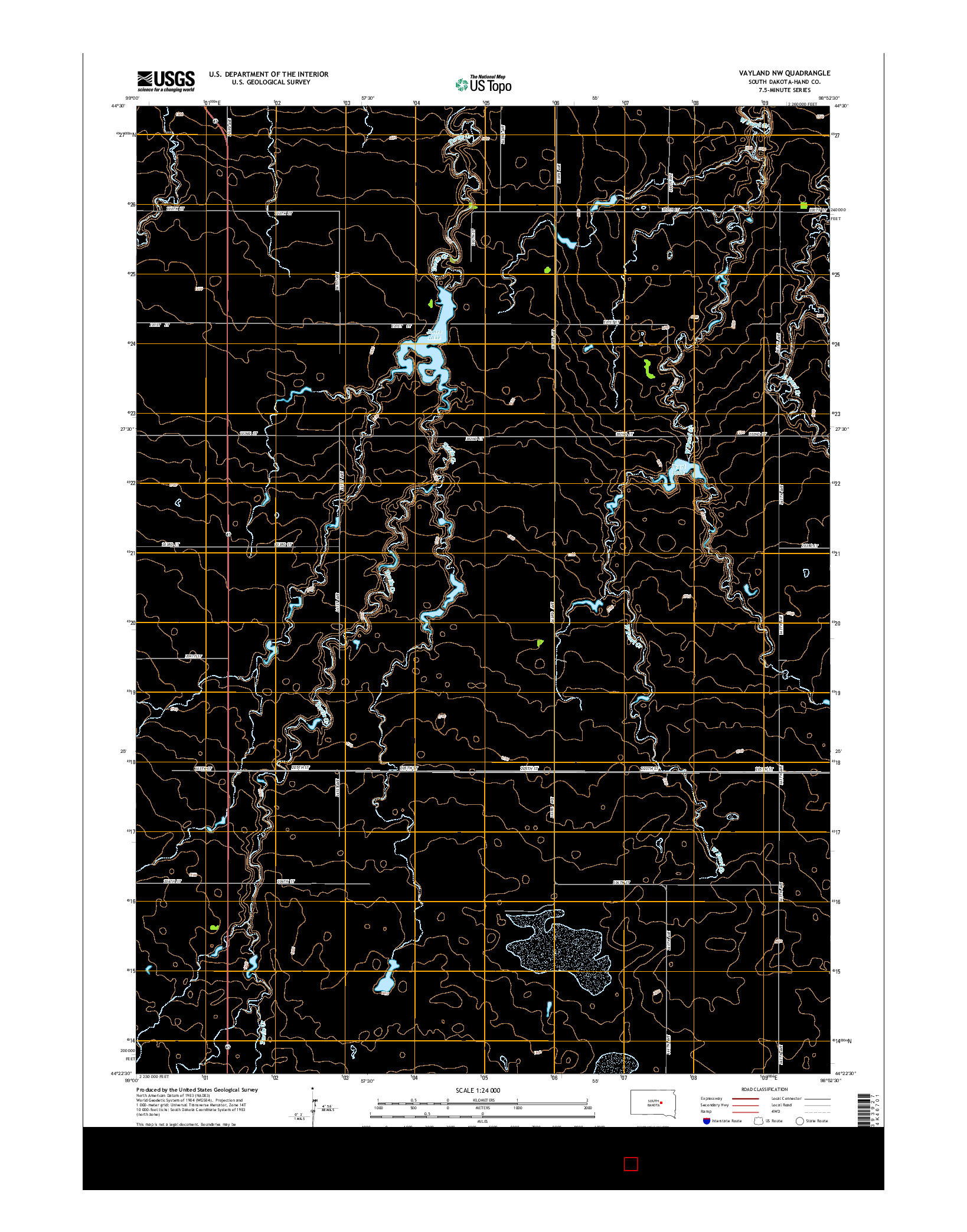 USGS US TOPO 7.5-MINUTE MAP FOR VAYLAND NW, SD 2015