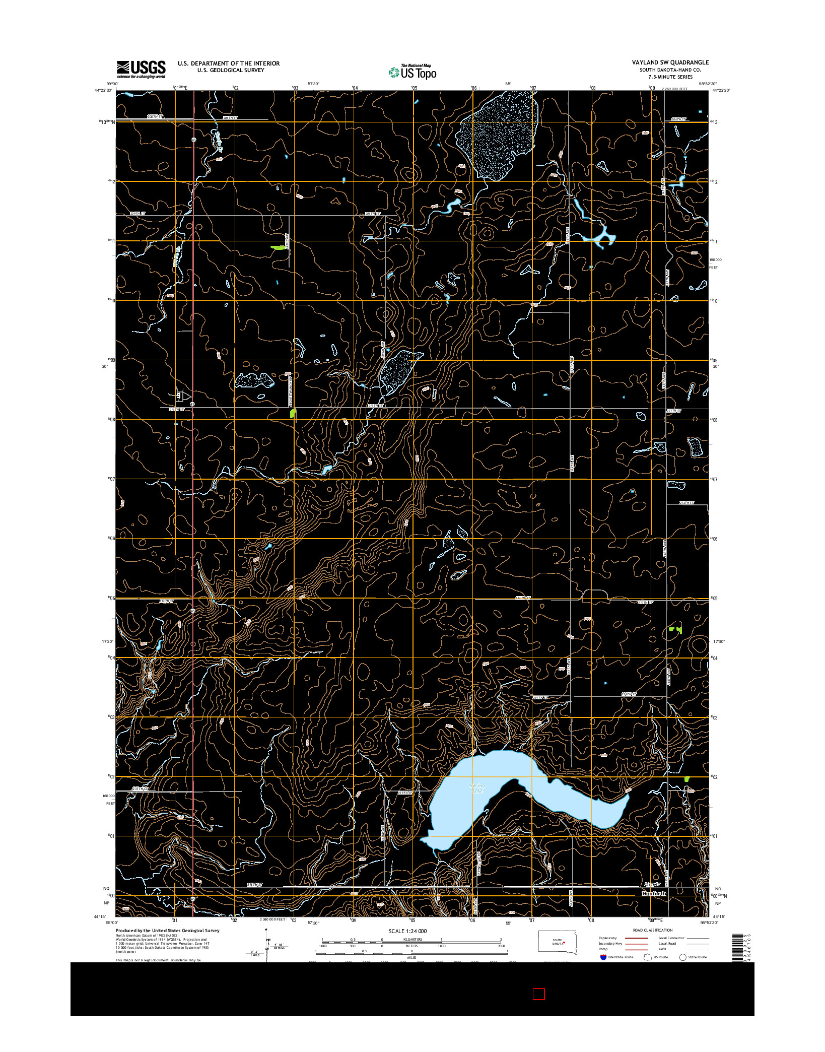 USGS US TOPO 7.5-MINUTE MAP FOR VAYLAND SW, SD 2015