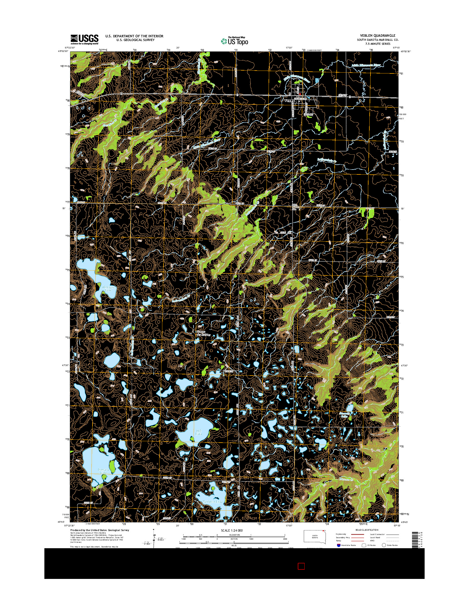 USGS US TOPO 7.5-MINUTE MAP FOR VEBLEN, SD 2015