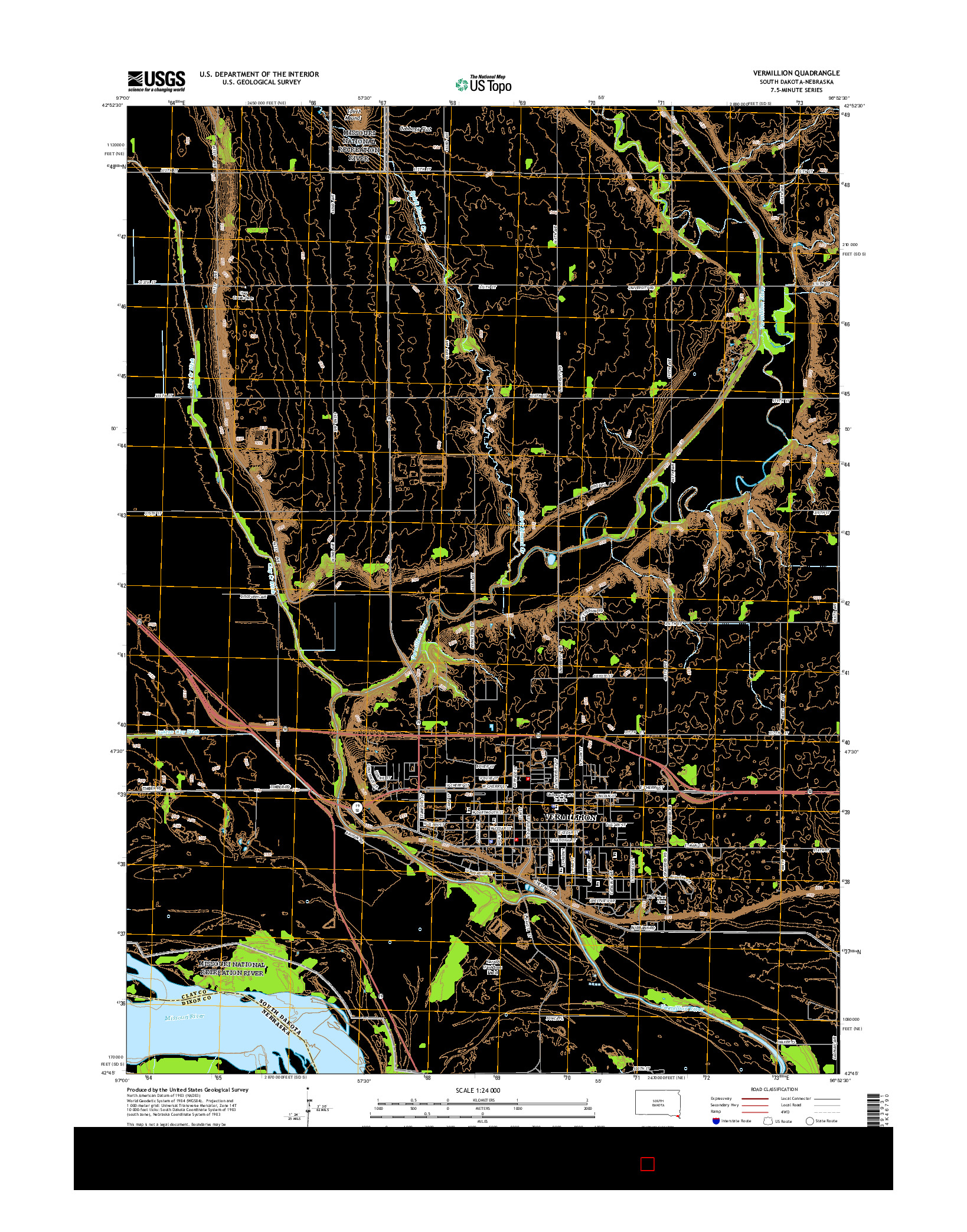 USGS US TOPO 7.5-MINUTE MAP FOR VERMILLION, SD-NE 2015