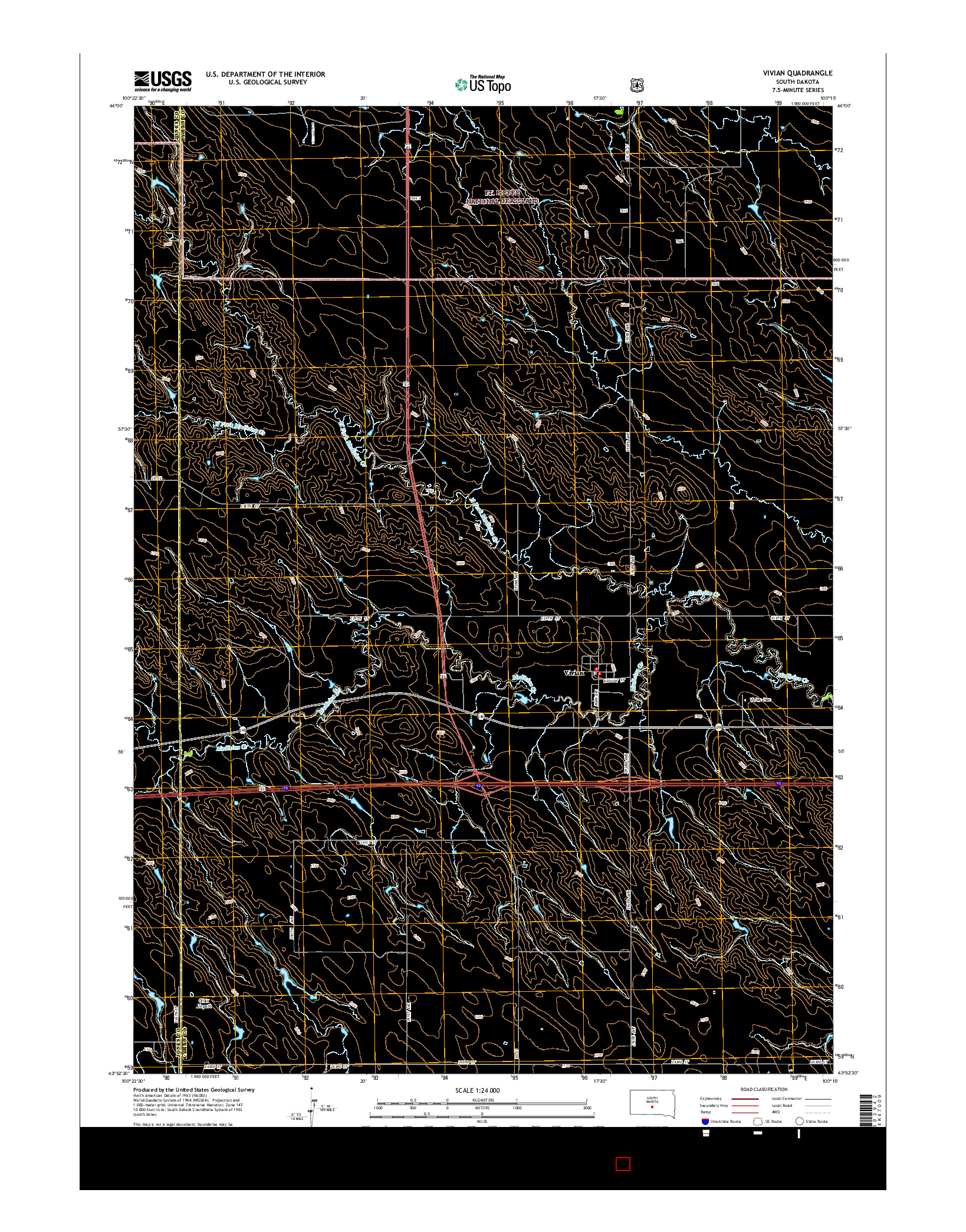 USGS US TOPO 7.5-MINUTE MAP FOR VIVIAN, SD 2015