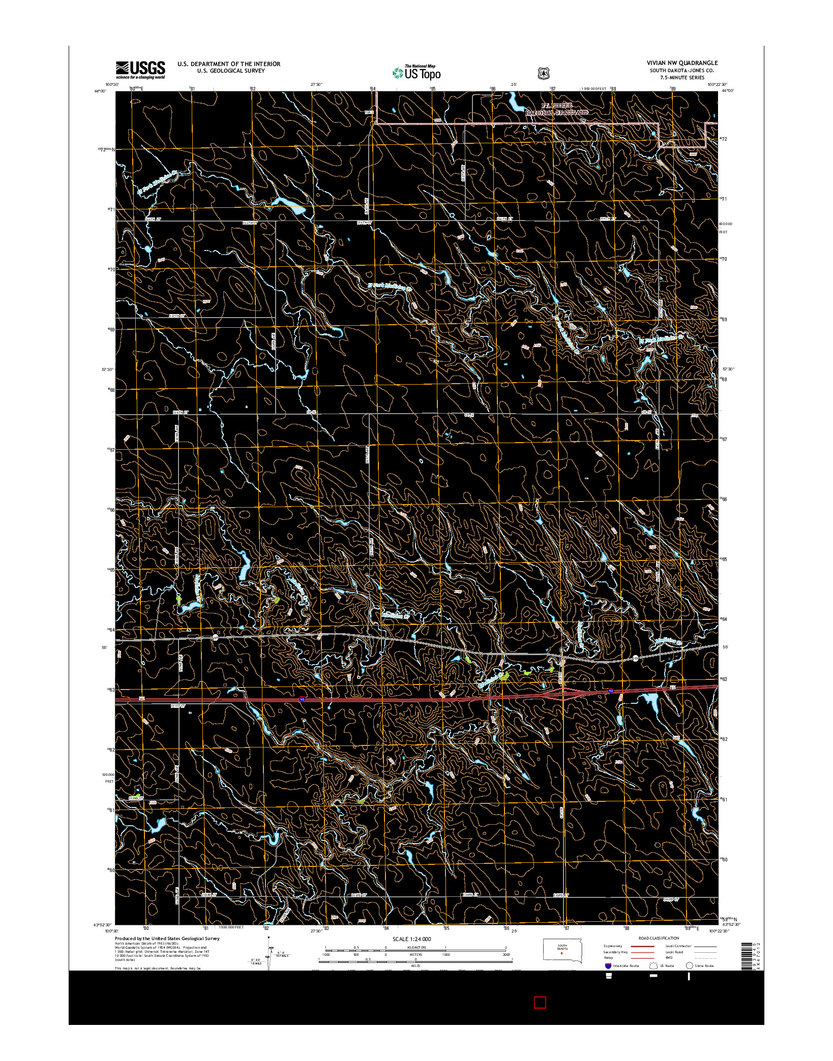 USGS US TOPO 7.5-MINUTE MAP FOR VIVIAN NW, SD 2015
