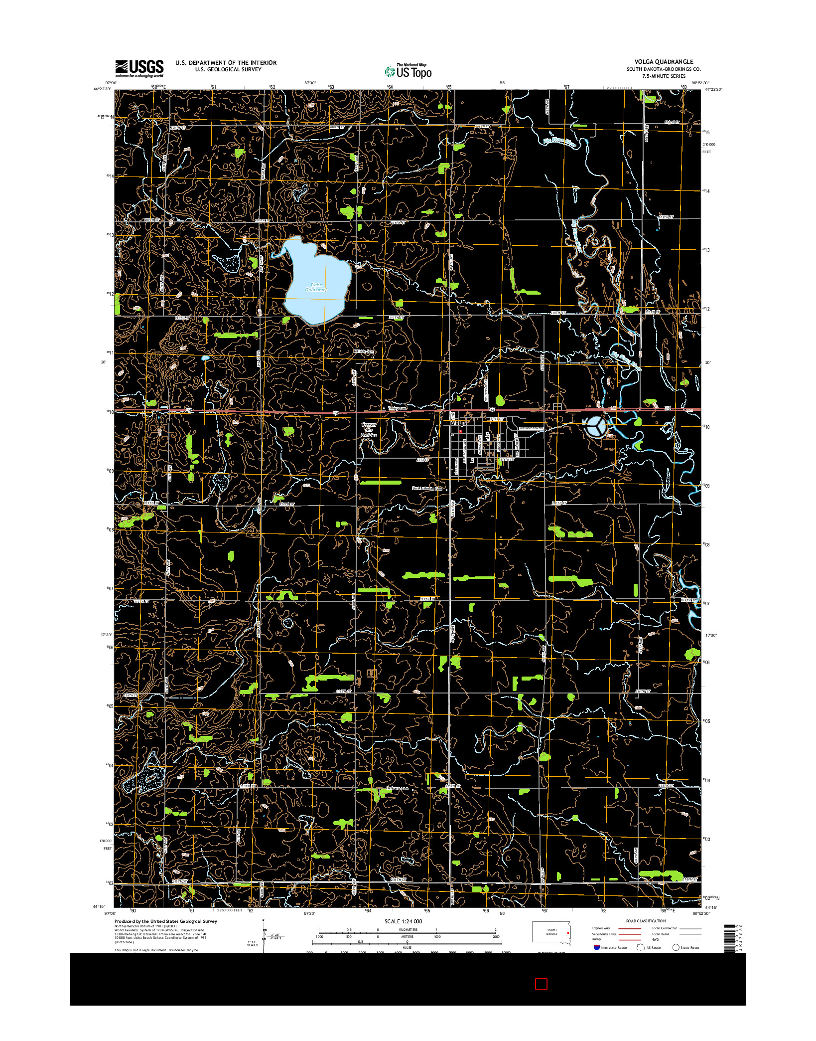 USGS US TOPO 7.5-MINUTE MAP FOR VOLGA, SD 2015