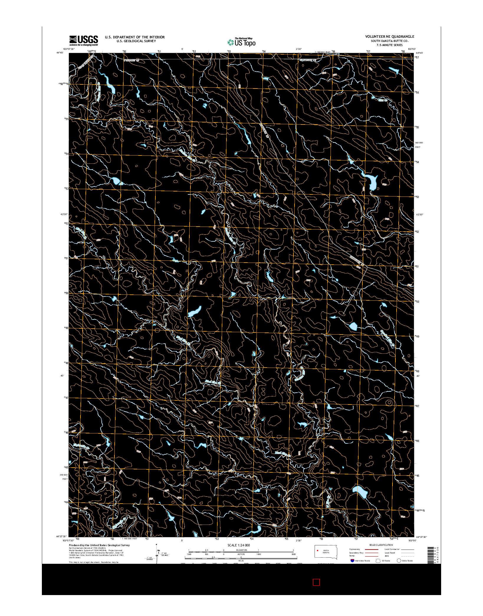 USGS US TOPO 7.5-MINUTE MAP FOR VOLUNTEER NE, SD 2015
