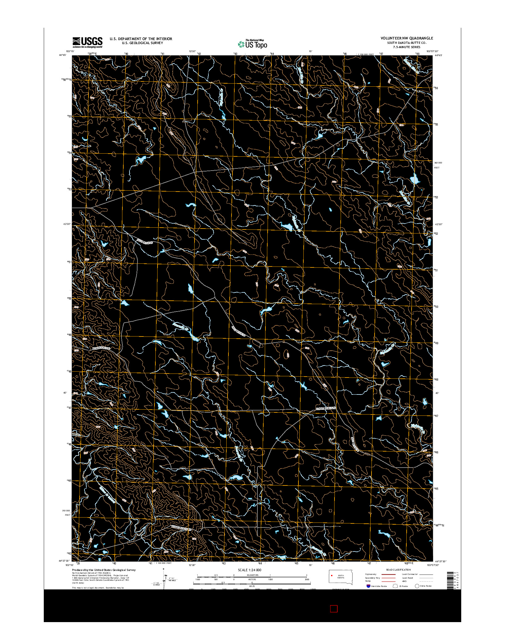 USGS US TOPO 7.5-MINUTE MAP FOR VOLUNTEER NW, SD 2015