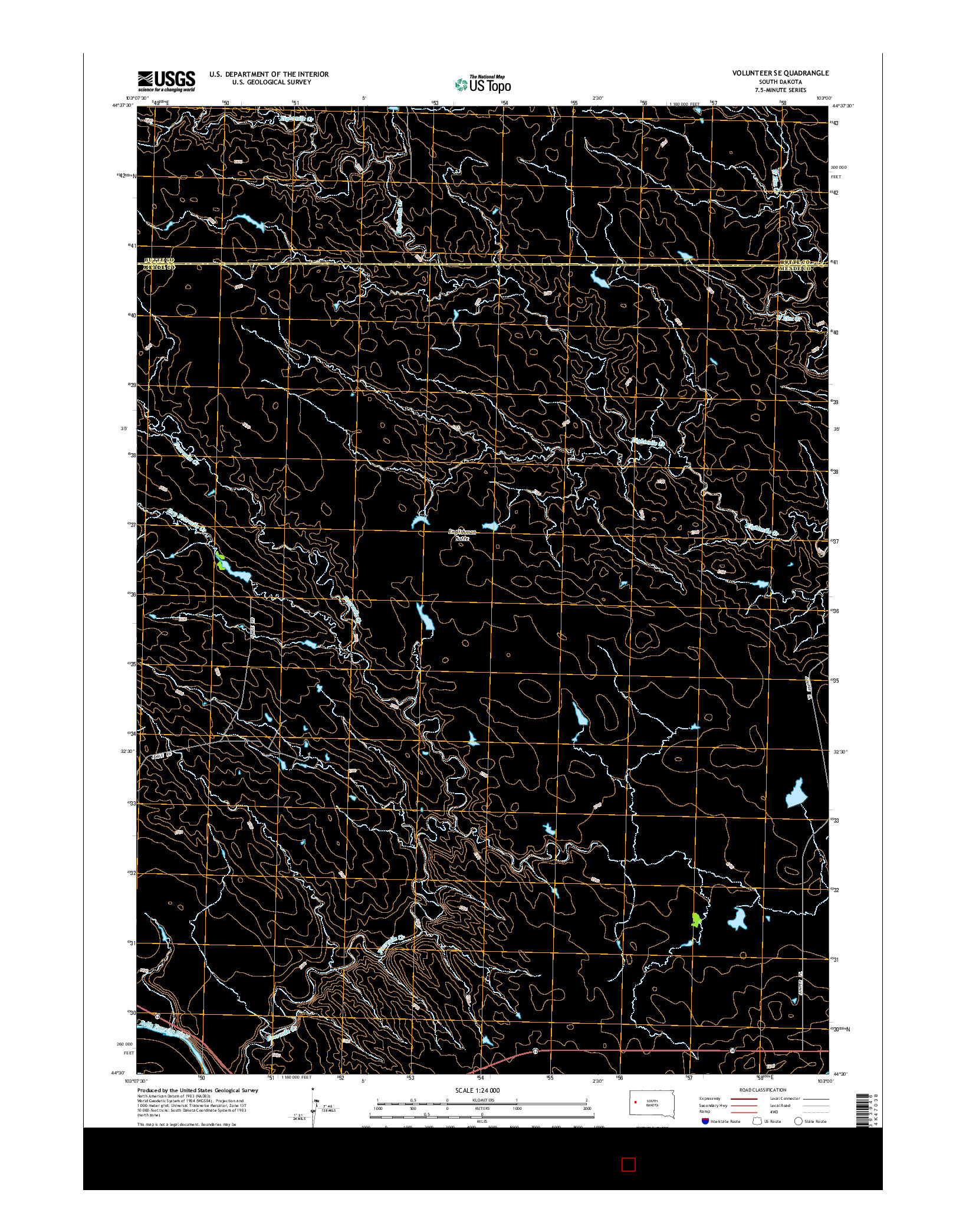 USGS US TOPO 7.5-MINUTE MAP FOR VOLUNTEER SE, SD 2015