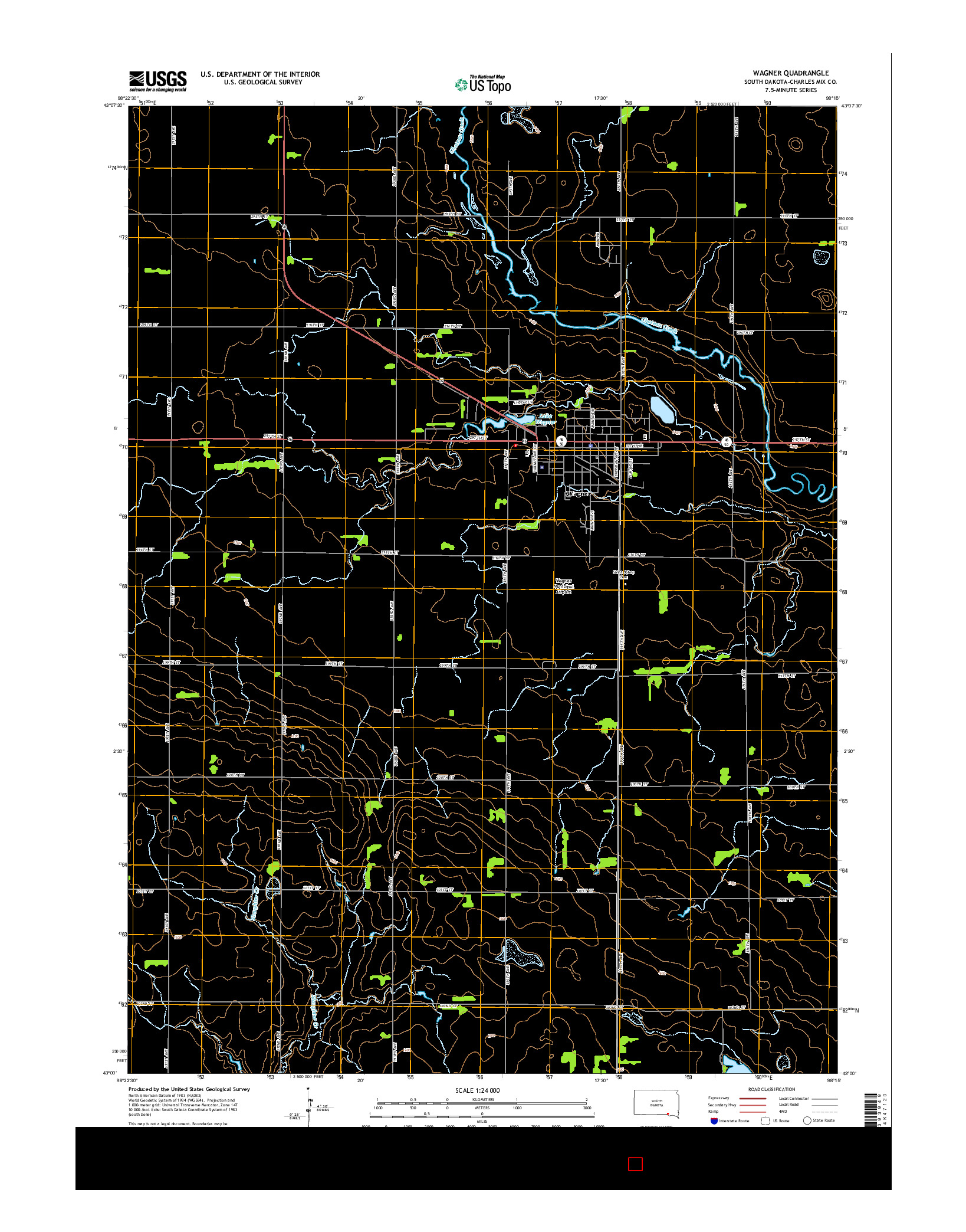 USGS US TOPO 7.5-MINUTE MAP FOR WAGNER, SD 2015