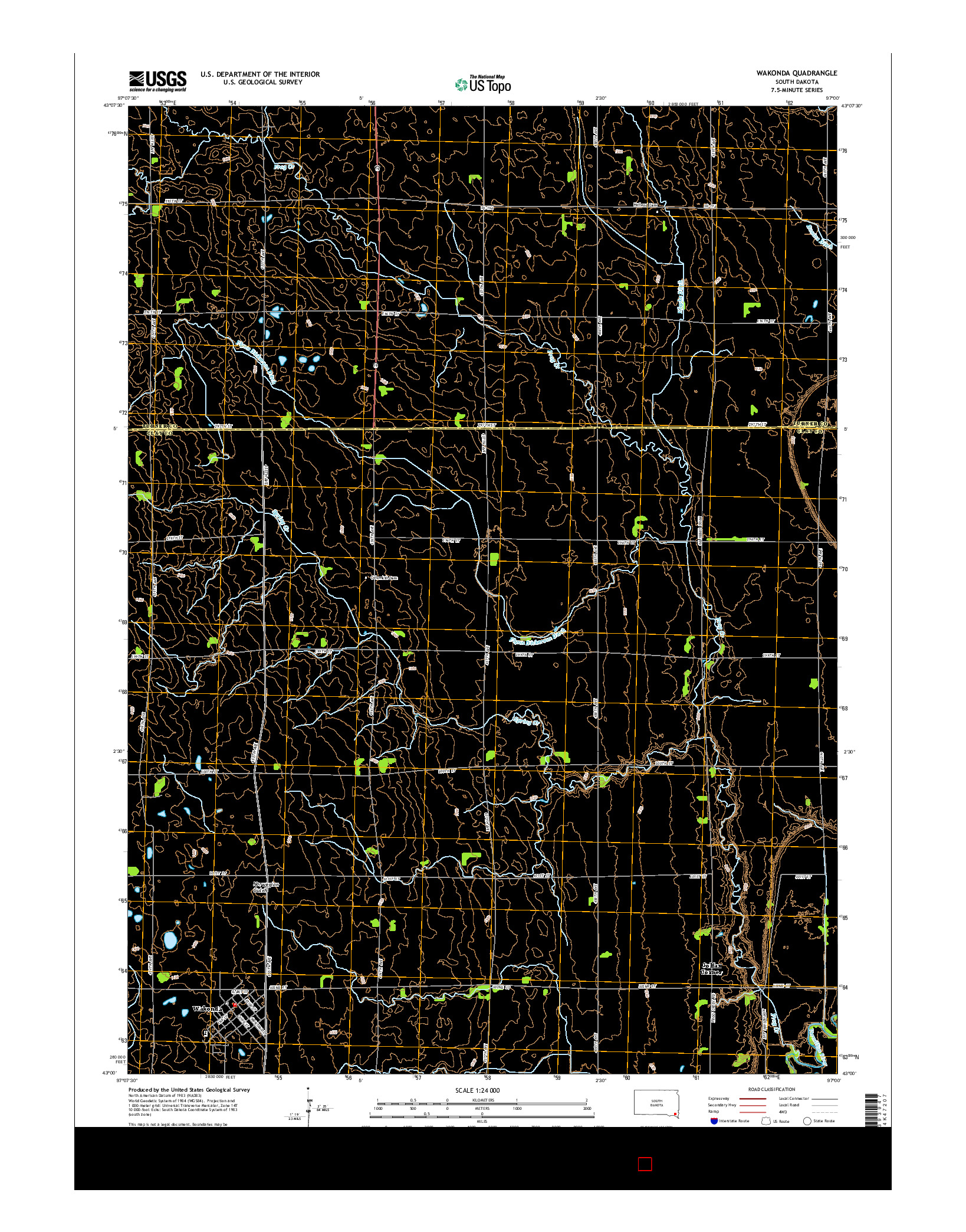 USGS US TOPO 7.5-MINUTE MAP FOR WAKONDA, SD 2015