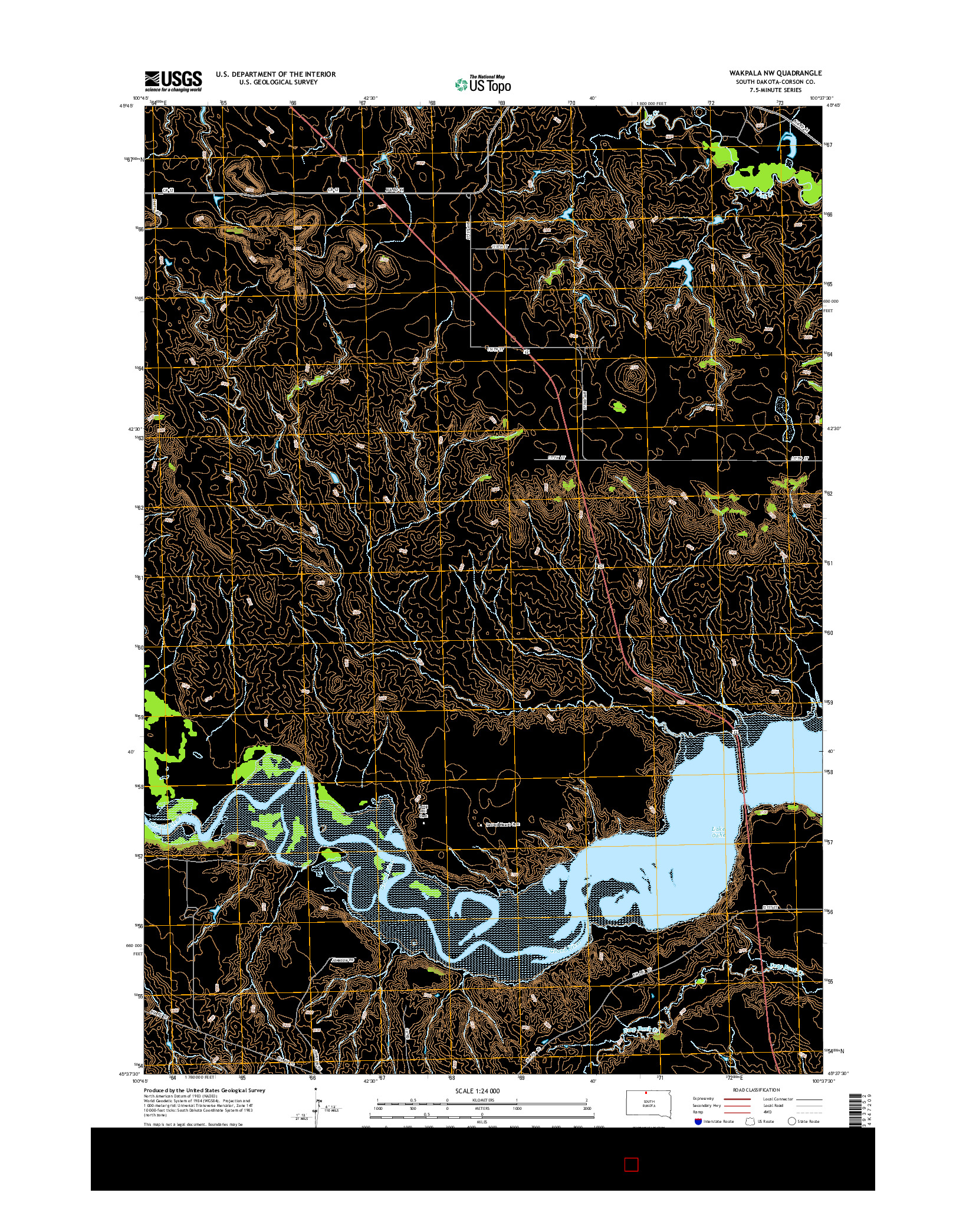 USGS US TOPO 7.5-MINUTE MAP FOR WAKPALA NW, SD 2015