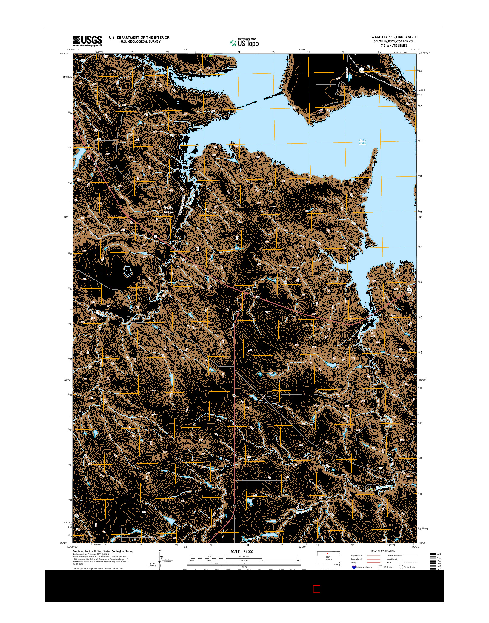 USGS US TOPO 7.5-MINUTE MAP FOR WAKPALA SE, SD 2015