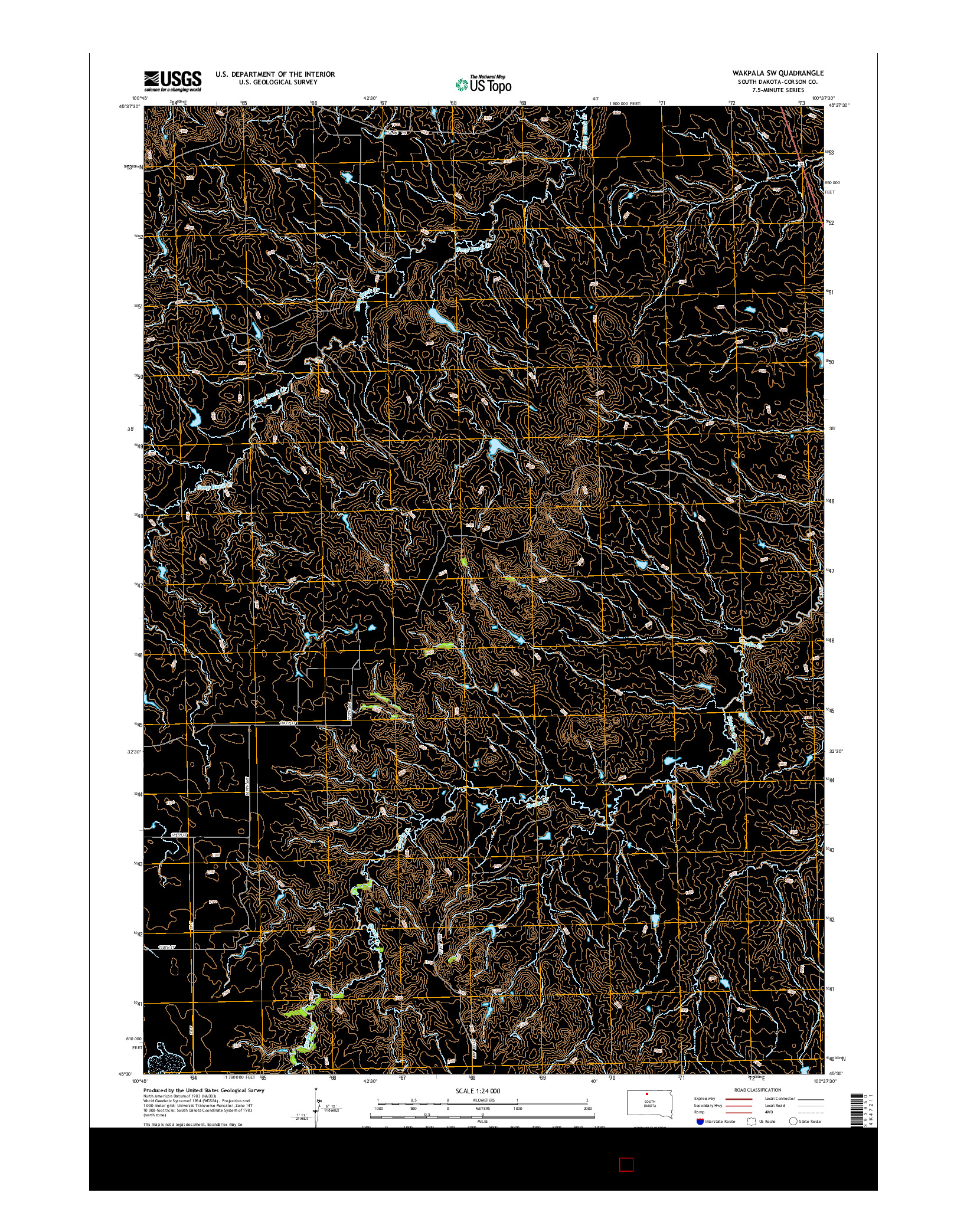 USGS US TOPO 7.5-MINUTE MAP FOR WAKPALA SW, SD 2015