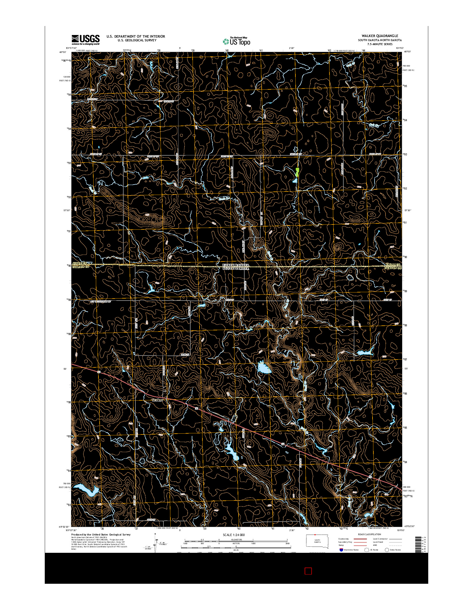 USGS US TOPO 7.5-MINUTE MAP FOR WALKER, SD-ND 2015