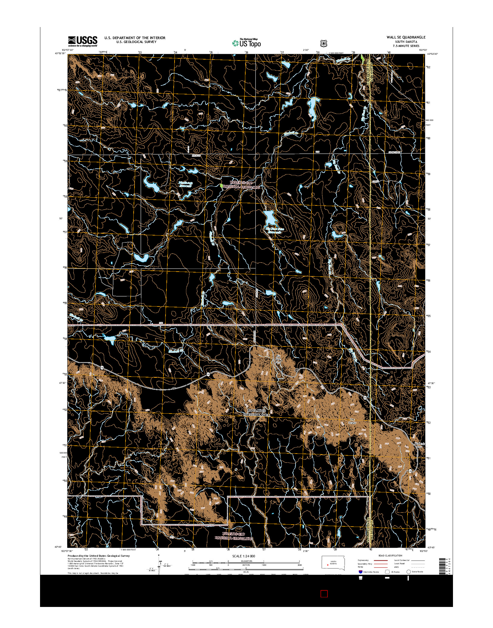 USGS US TOPO 7.5-MINUTE MAP FOR WALL SE, SD 2015