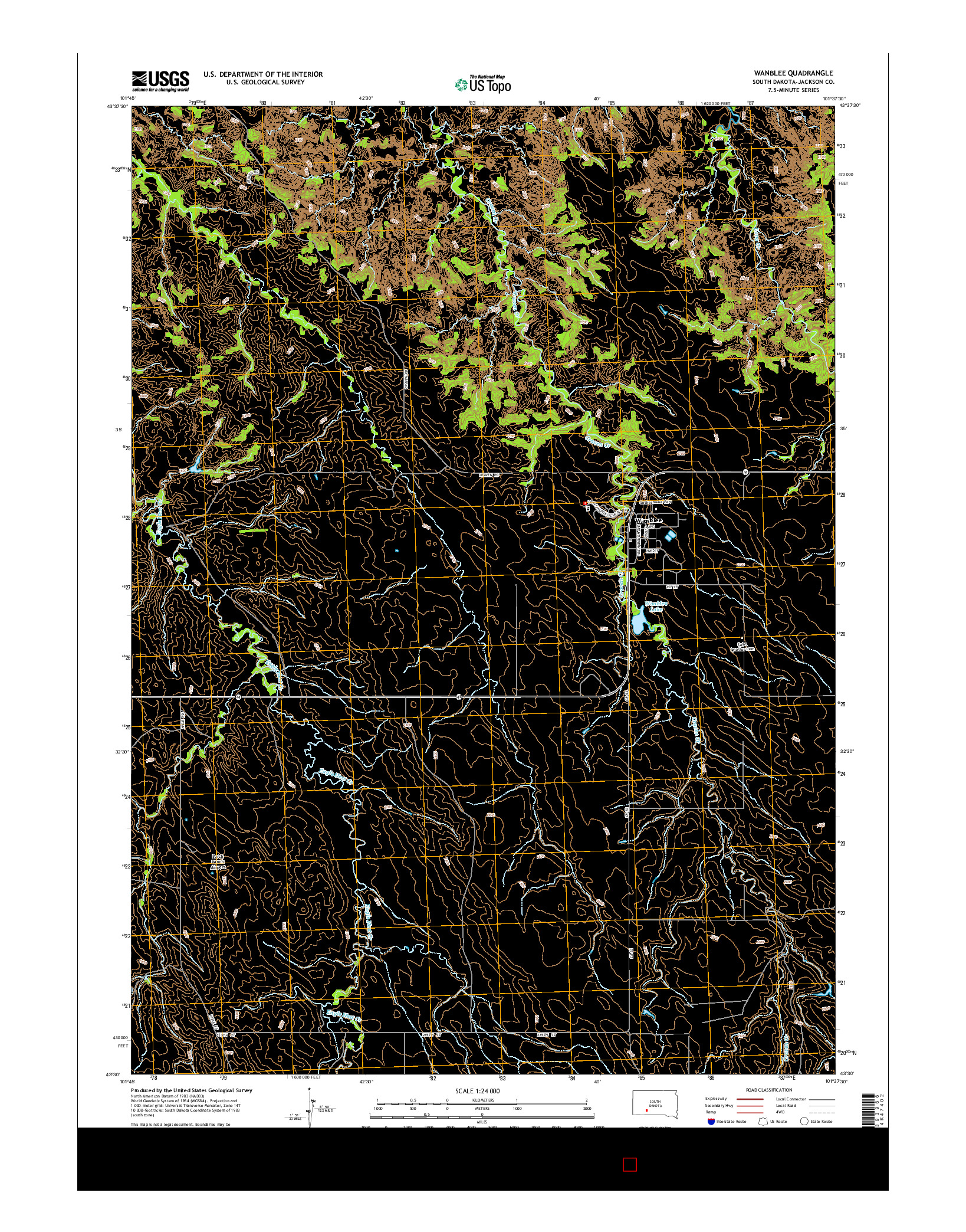 USGS US TOPO 7.5-MINUTE MAP FOR WANBLEE, SD 2015