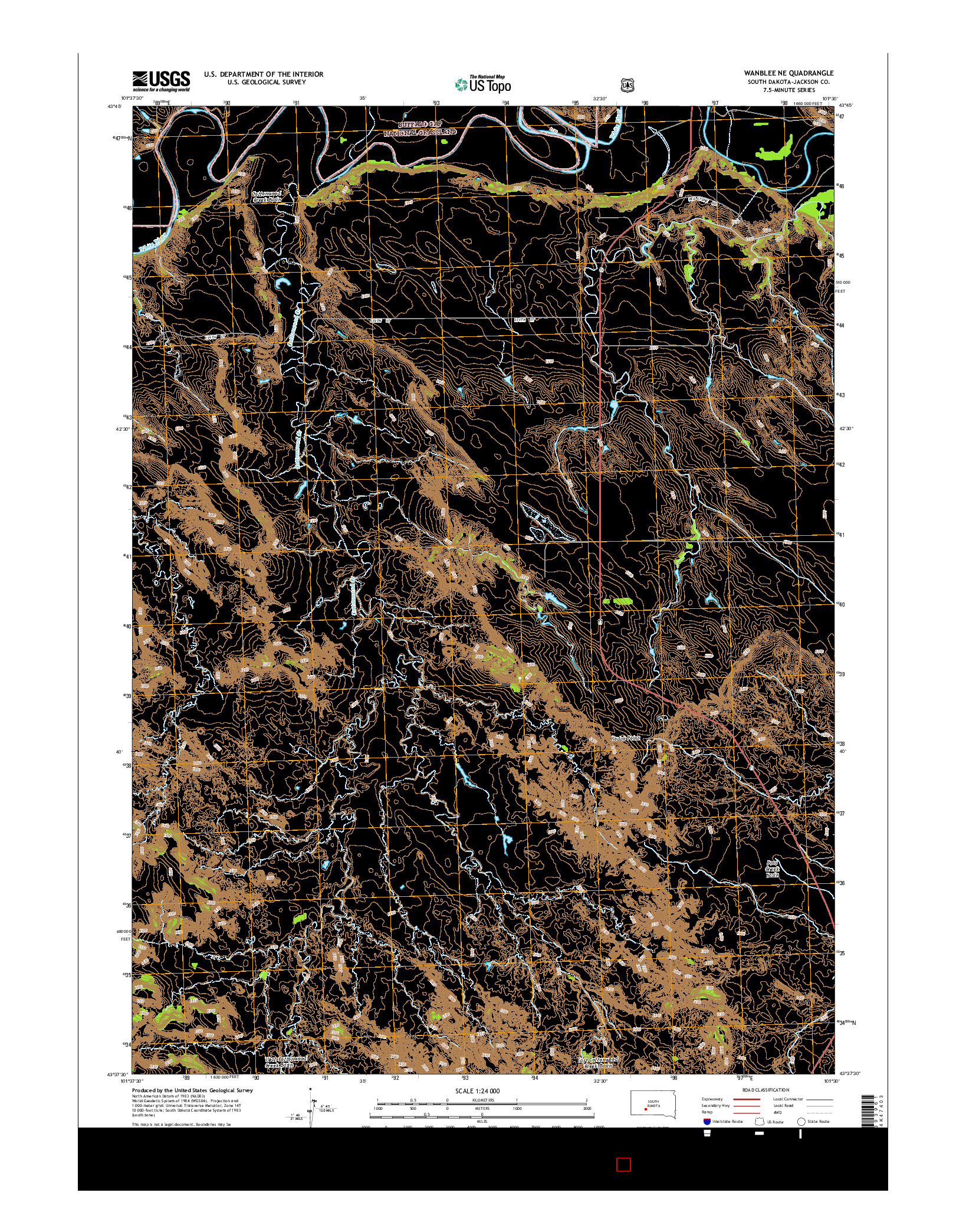 USGS US TOPO 7.5-MINUTE MAP FOR WANBLEE NE, SD 2015