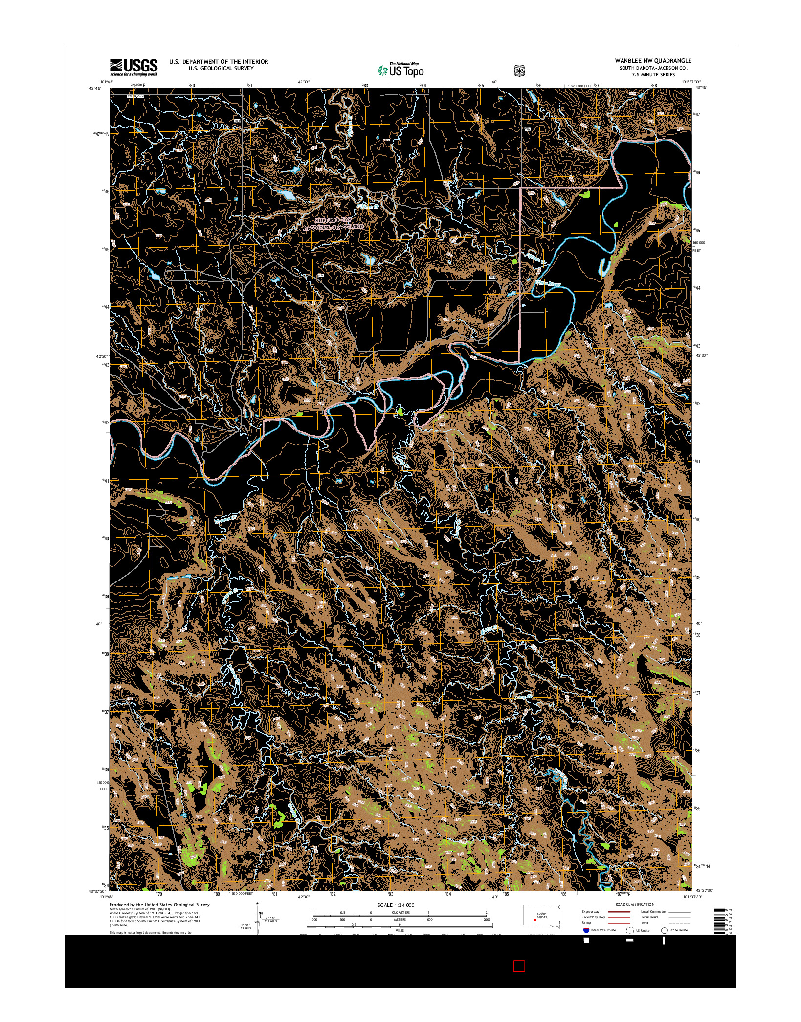 USGS US TOPO 7.5-MINUTE MAP FOR WANBLEE NW, SD 2015