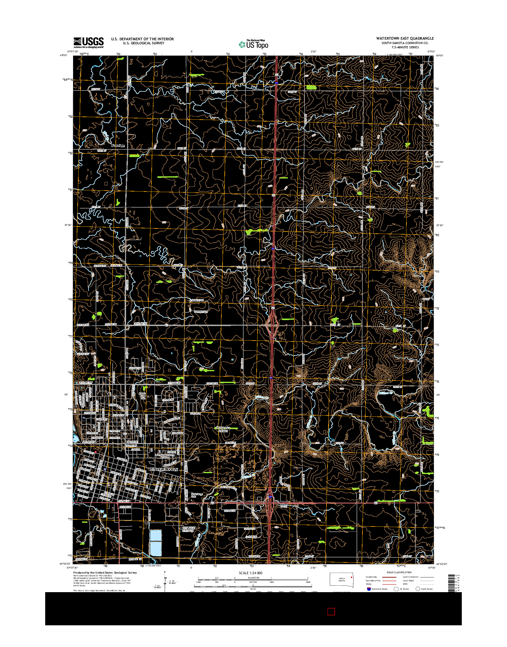USGS US TOPO 7.5-MINUTE MAP FOR WATERTOWN EAST, SD 2015