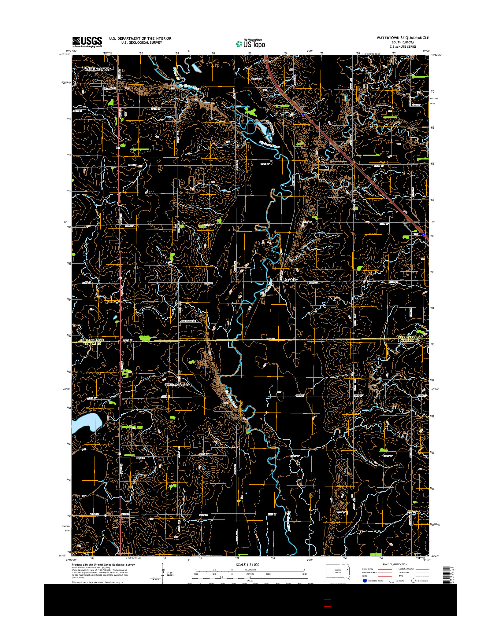 USGS US TOPO 7.5-MINUTE MAP FOR WATERTOWN SE, SD 2015