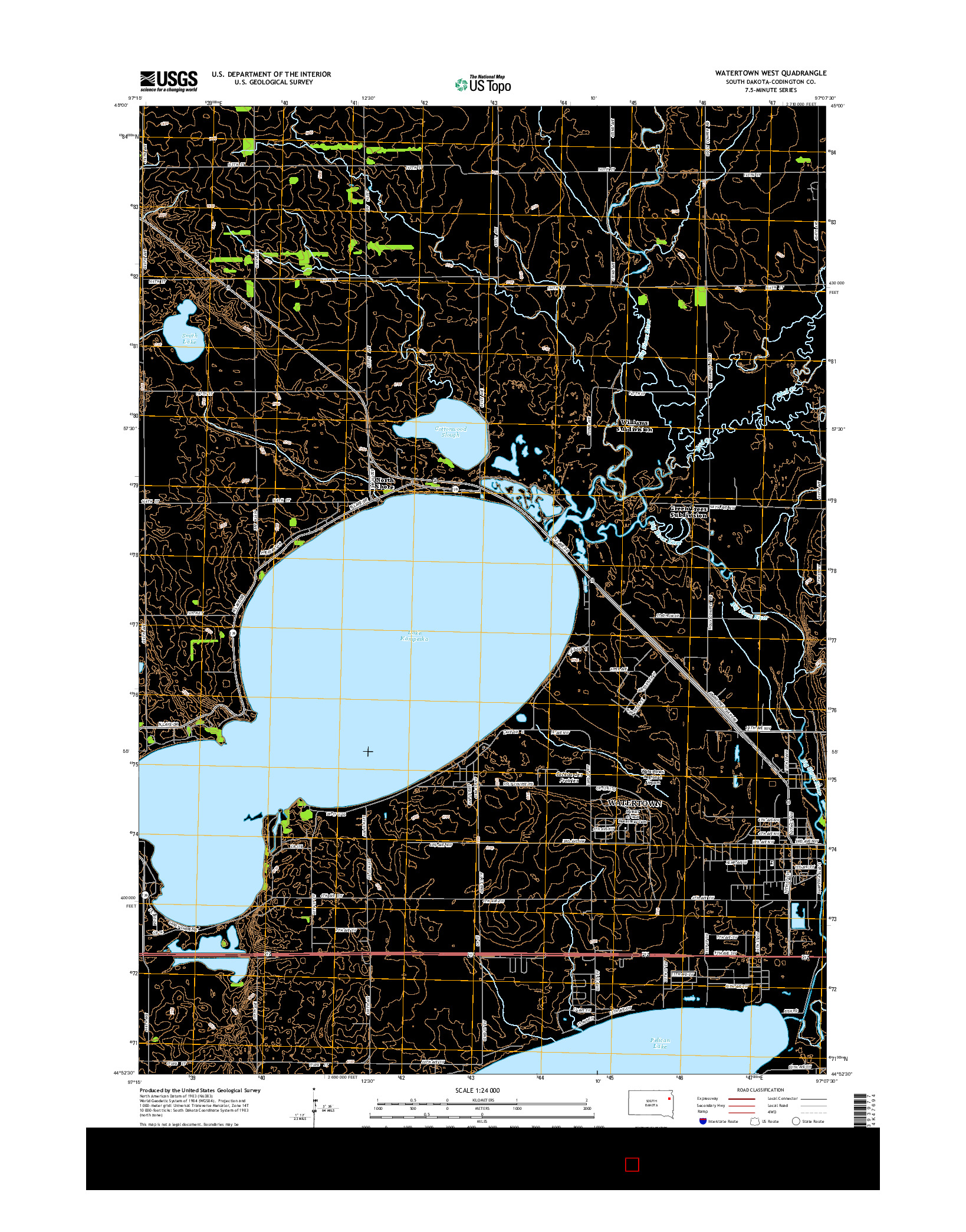 USGS US TOPO 7.5-MINUTE MAP FOR WATERTOWN WEST, SD 2015