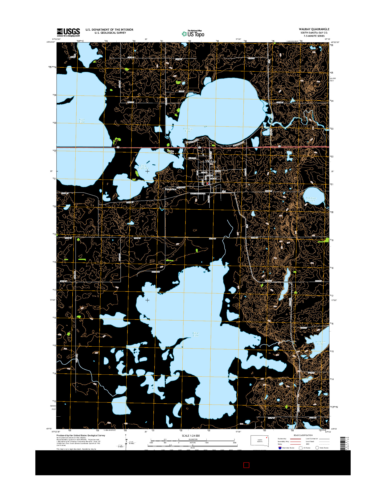 USGS US TOPO 7.5-MINUTE MAP FOR WAUBAY, SD 2015