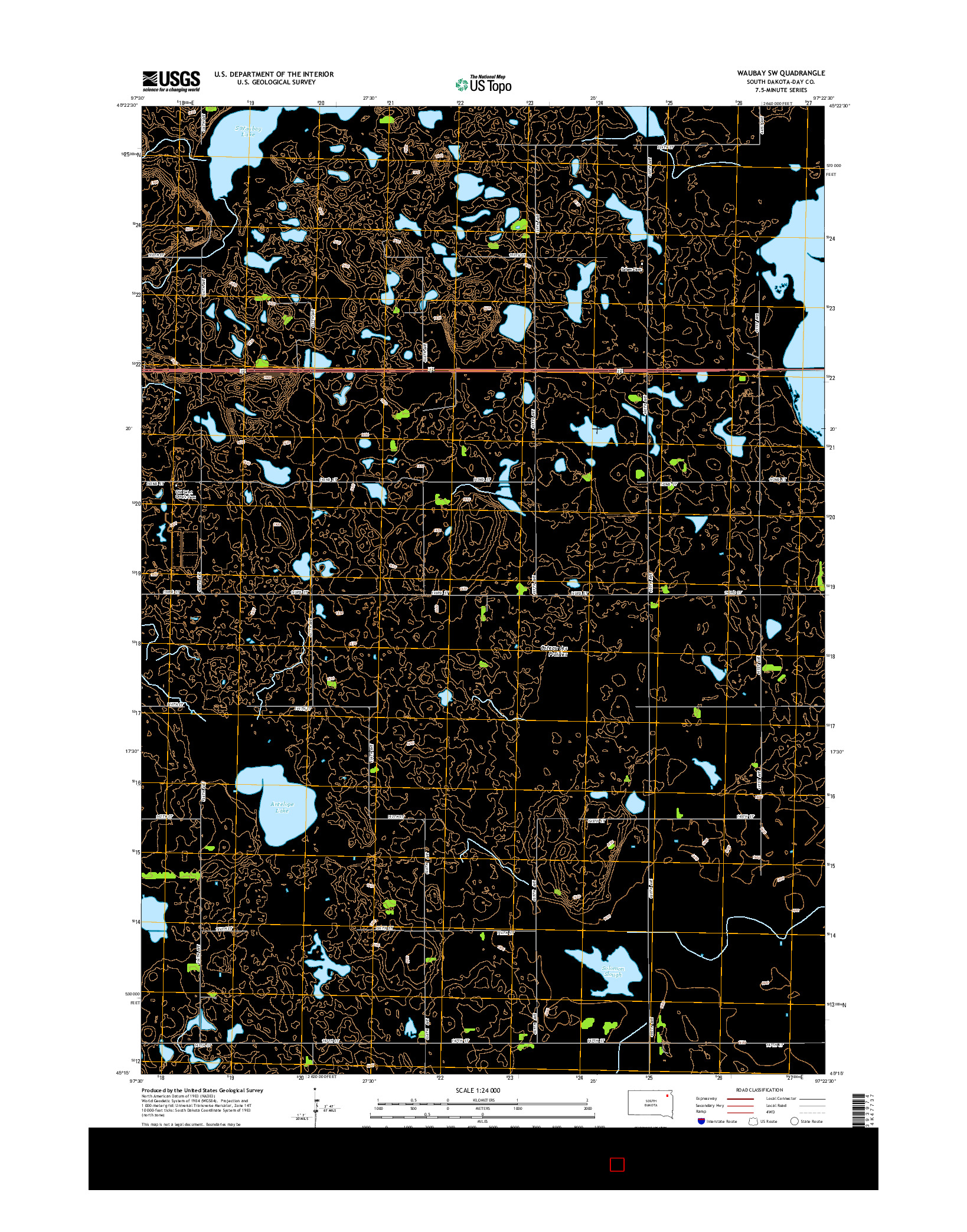 USGS US TOPO 7.5-MINUTE MAP FOR WAUBAY SW, SD 2015