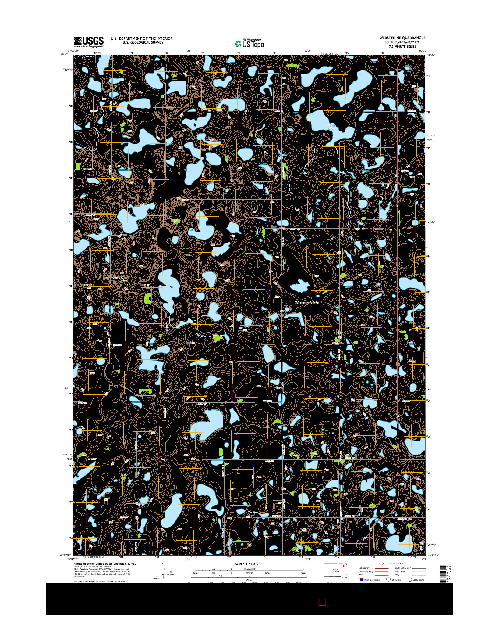 USGS US TOPO 7.5-MINUTE MAP FOR WEBSTER NE, SD 2015