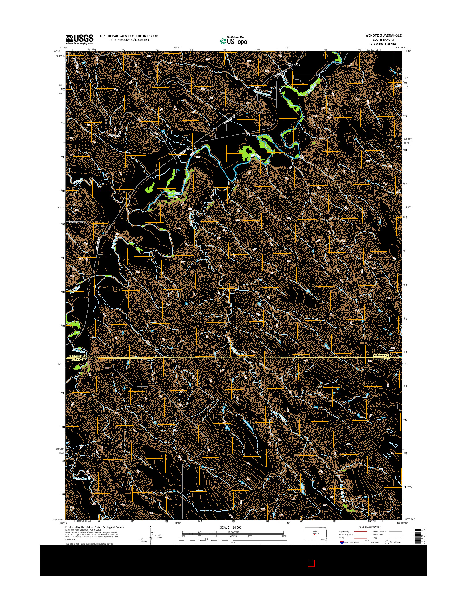 USGS US TOPO 7.5-MINUTE MAP FOR WENDTE, SD 2015