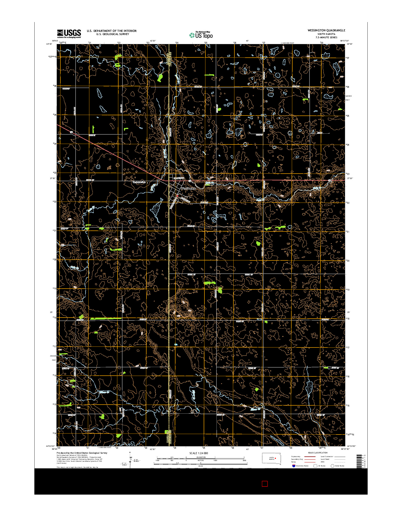 USGS US TOPO 7.5-MINUTE MAP FOR WESSINGTON, SD 2015