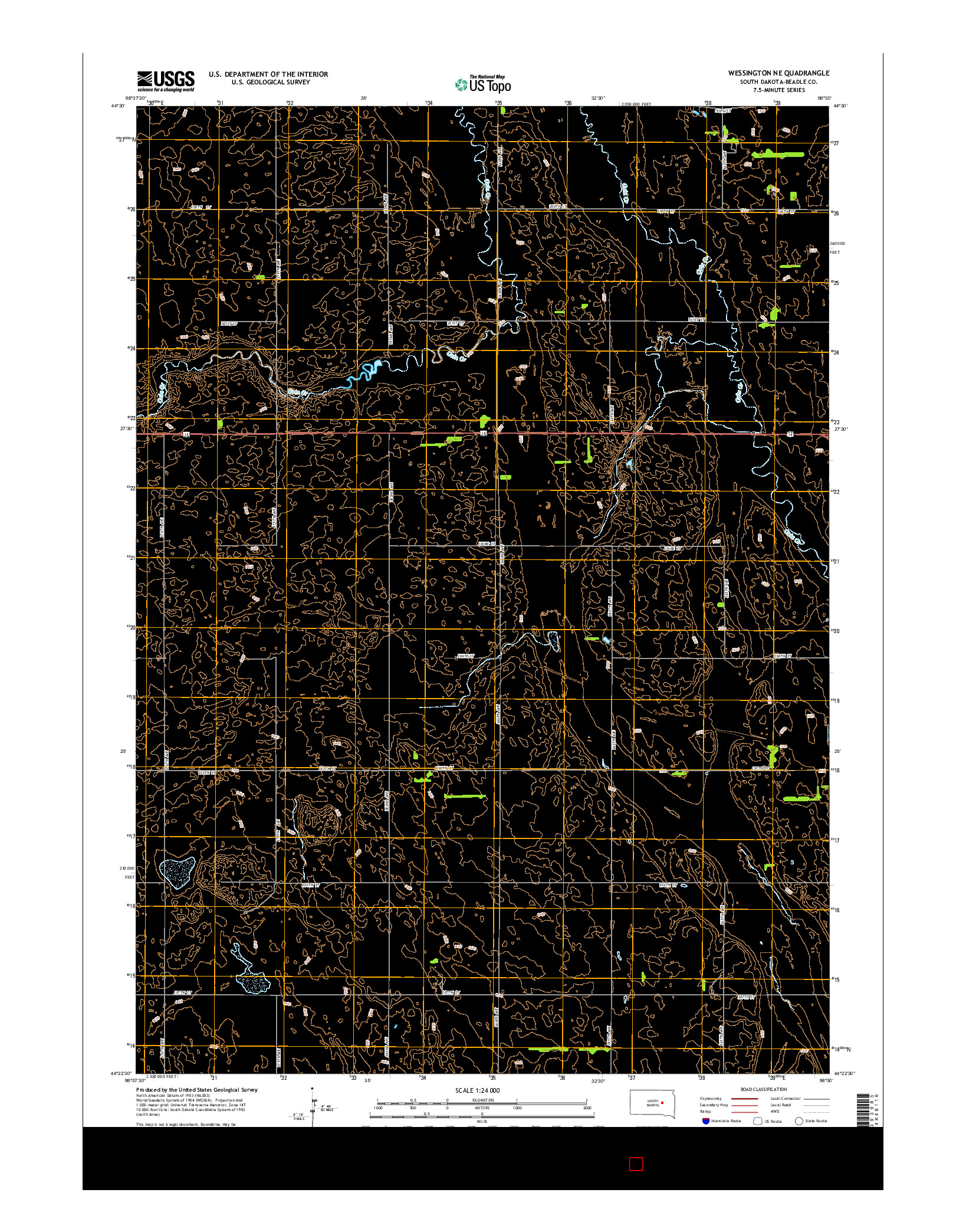 USGS US TOPO 7.5-MINUTE MAP FOR WESSINGTON NE, SD 2015