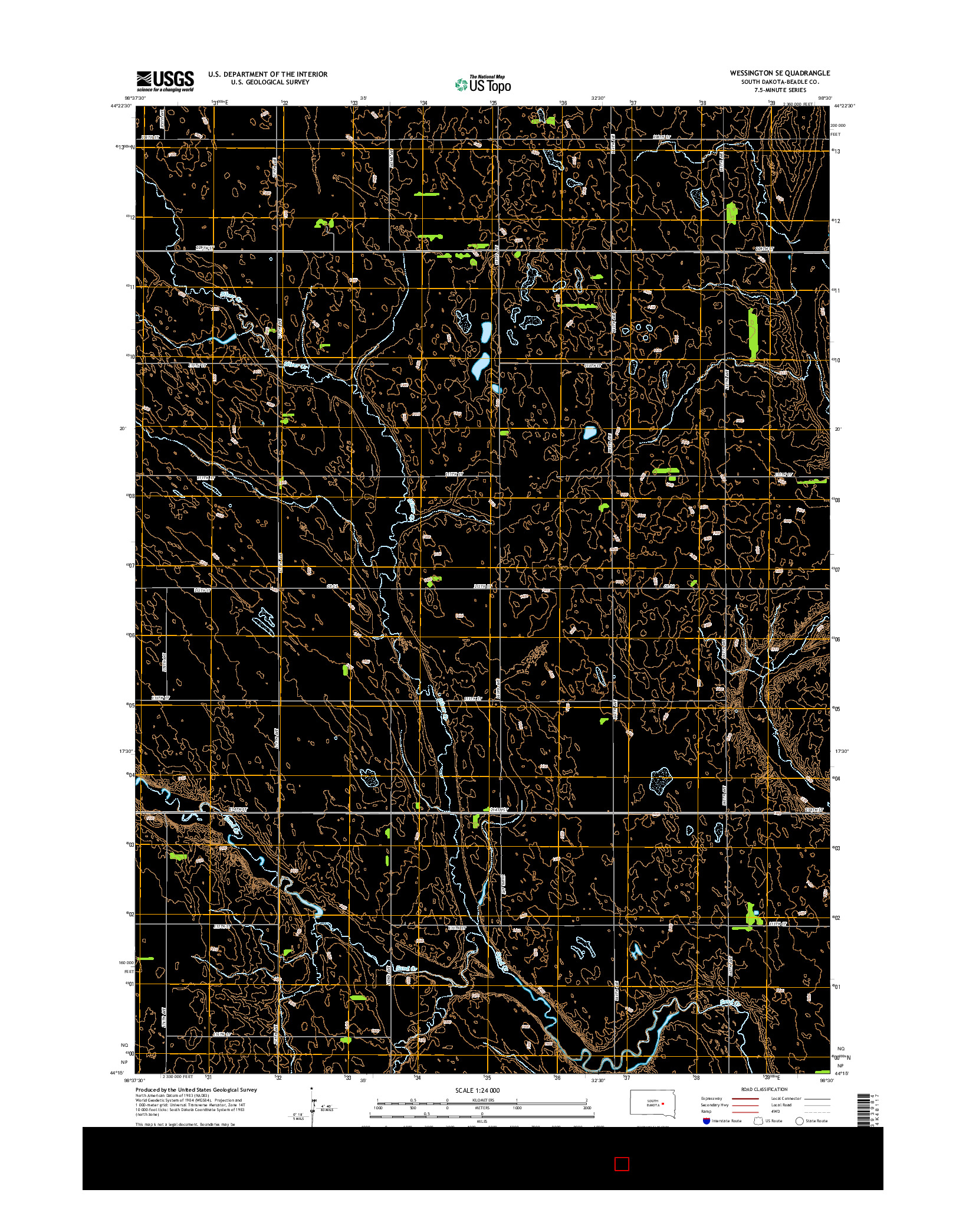 USGS US TOPO 7.5-MINUTE MAP FOR WESSINGTON SE, SD 2015