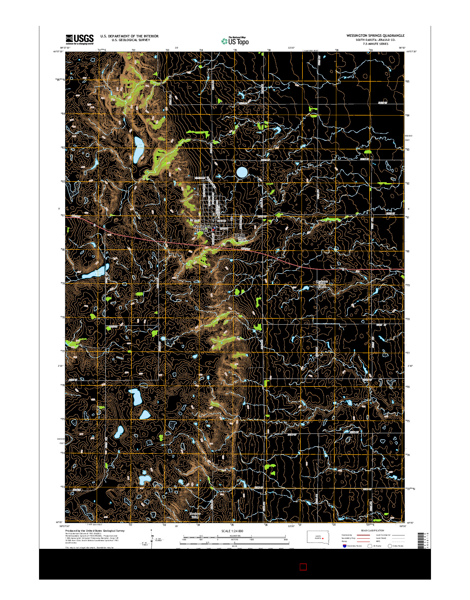 USGS US TOPO 7.5-MINUTE MAP FOR WESSINGTON SPRINGS, SD 2015