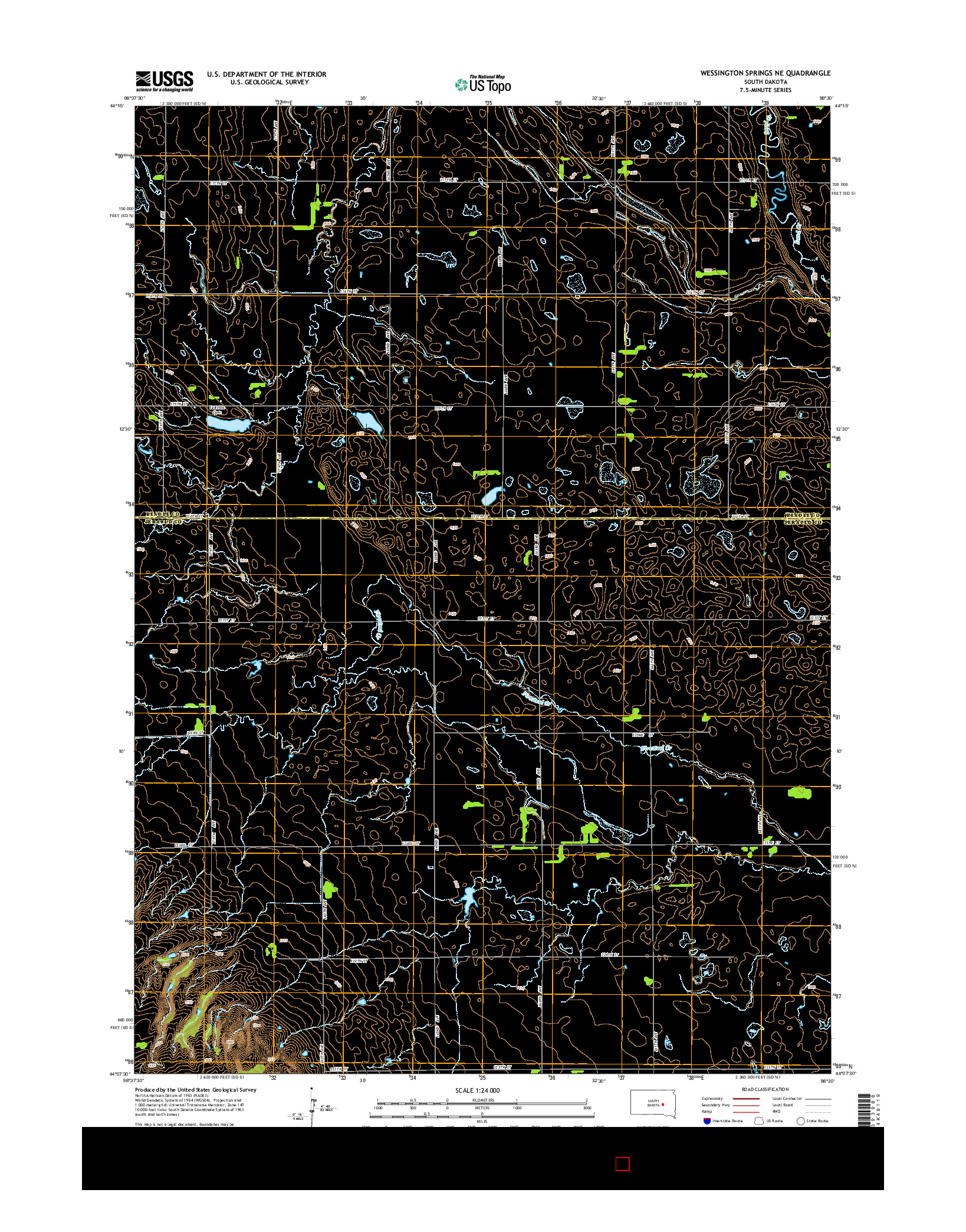 USGS US TOPO 7.5-MINUTE MAP FOR WESSINGTON SPRINGS NE, SD 2015