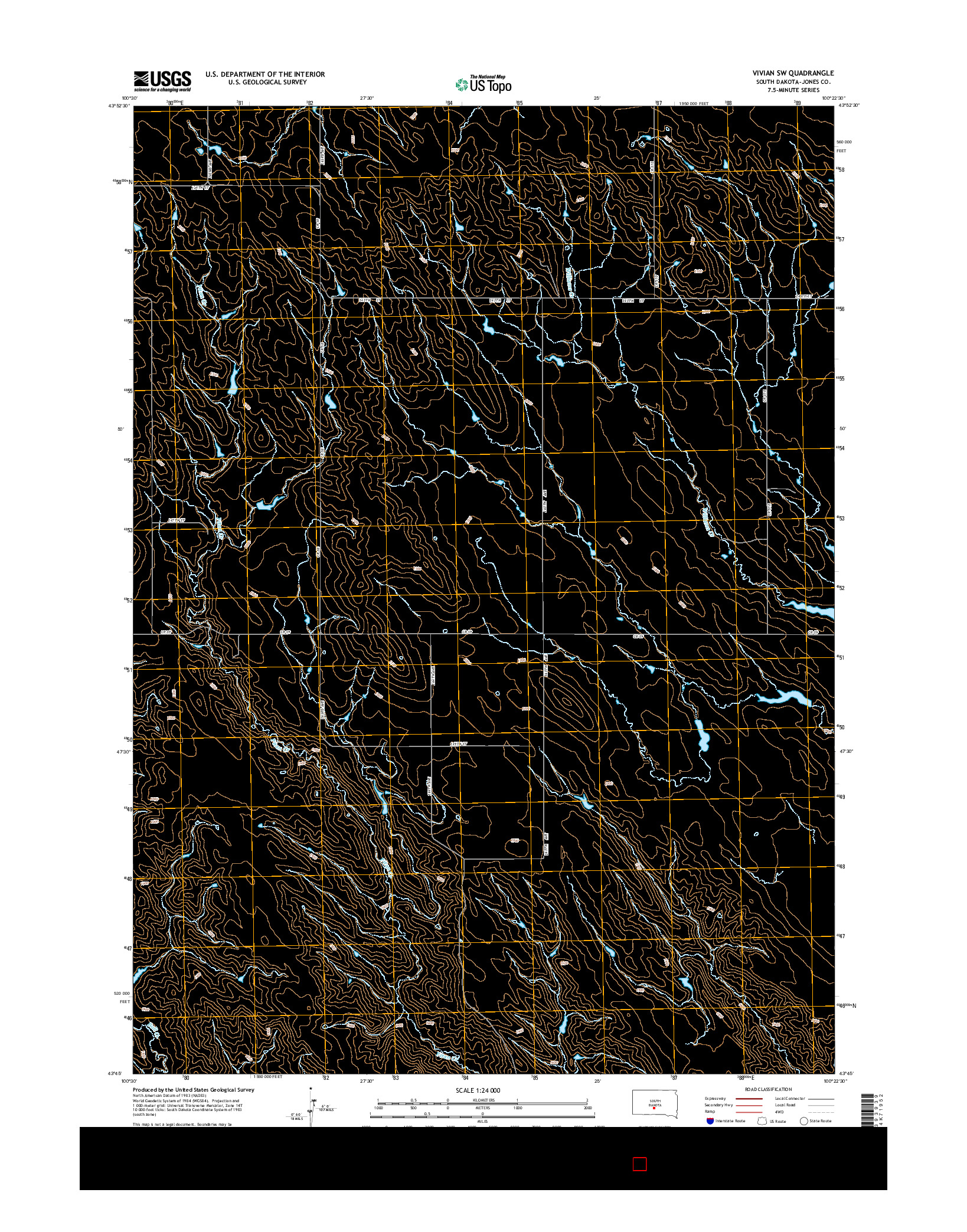 USGS US TOPO 7.5-MINUTE MAP FOR VIVIAN SW, SD 2015