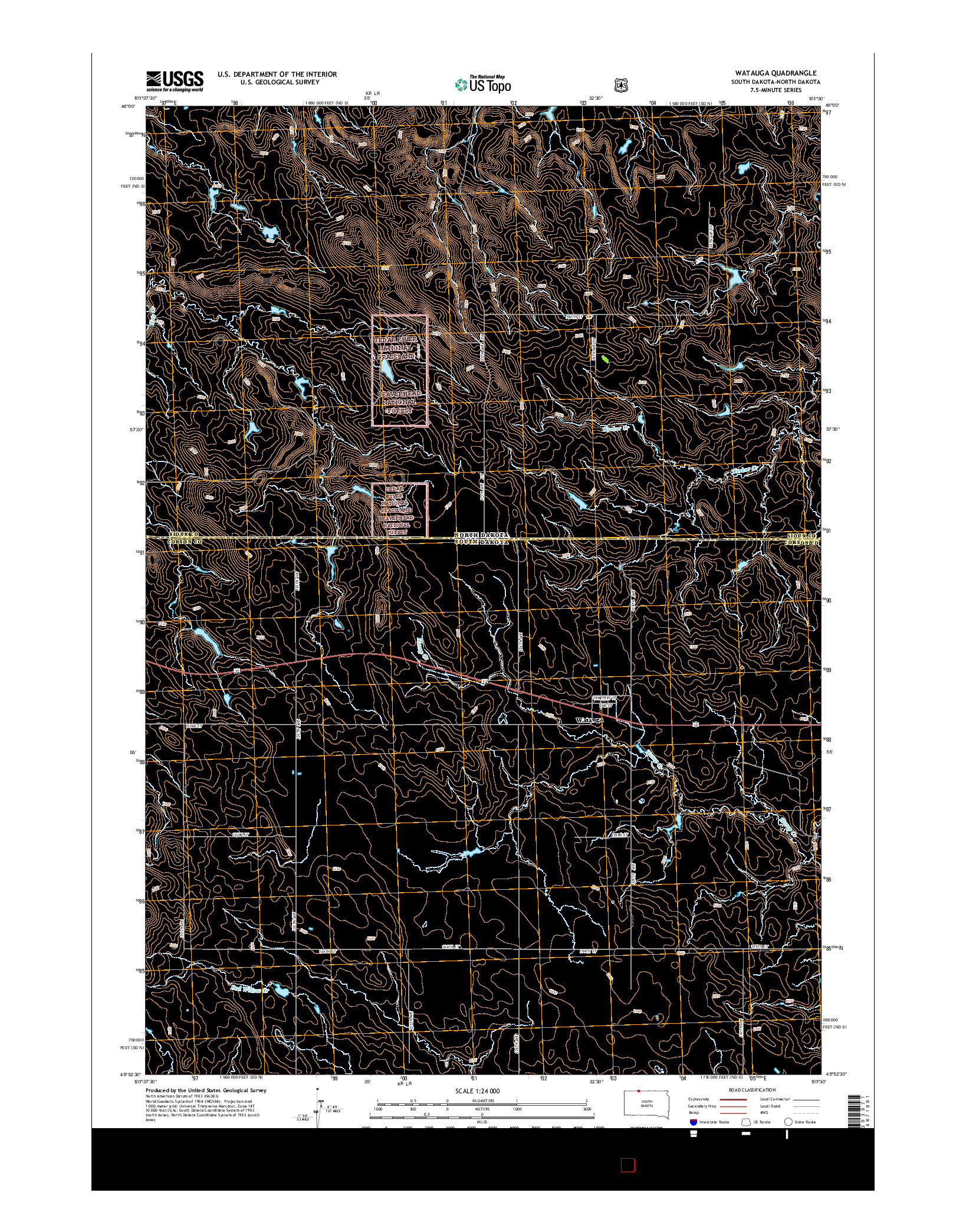 USGS US TOPO 7.5-MINUTE MAP FOR WATAUGA, SD-ND 2015