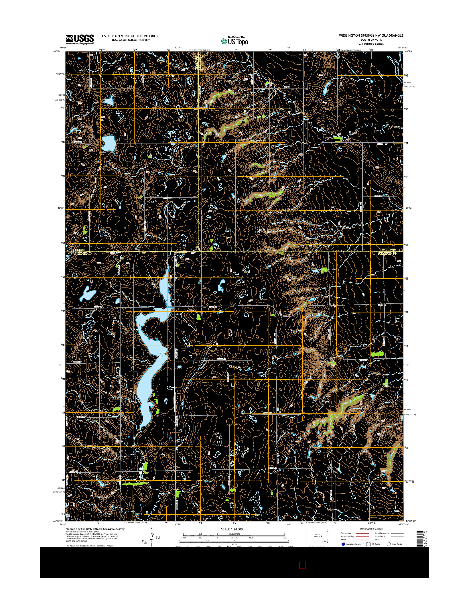 USGS US TOPO 7.5-MINUTE MAP FOR WESSINGTON SPRINGS NW, SD 2015