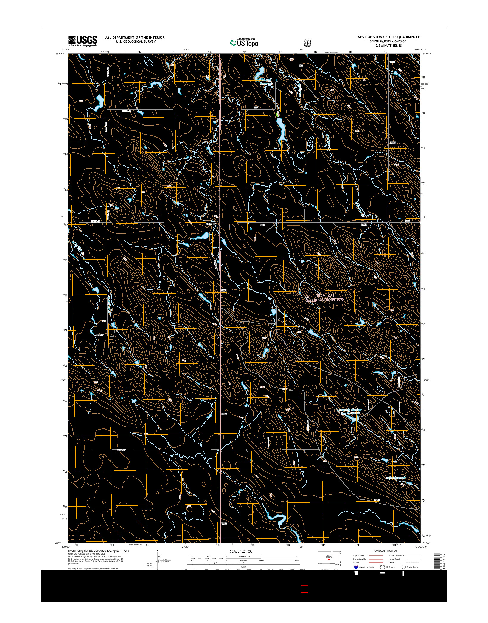 USGS US TOPO 7.5-MINUTE MAP FOR WEST OF STONY BUTTE, SD 2015