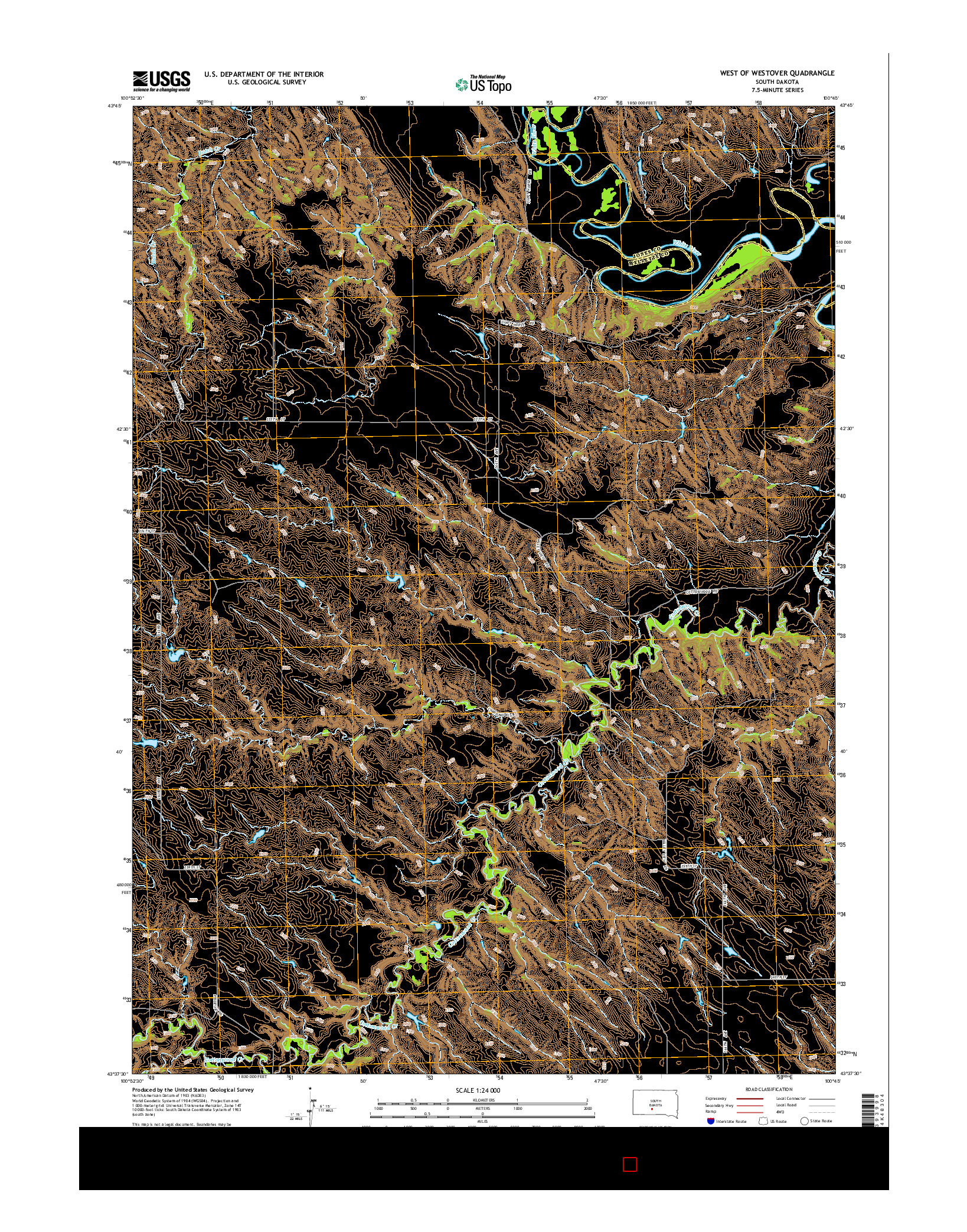 USGS US TOPO 7.5-MINUTE MAP FOR WEST OF WESTOVER, SD 2015