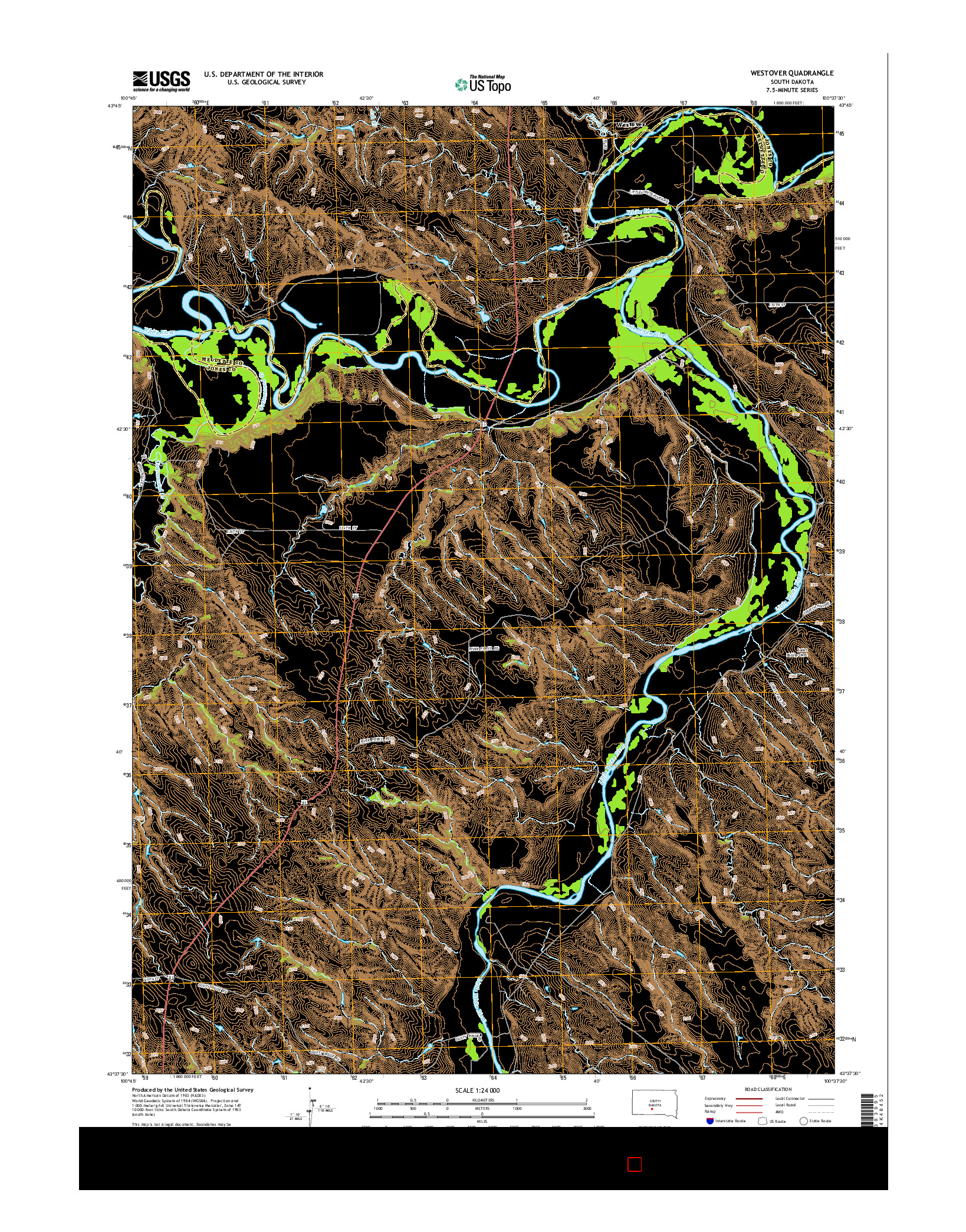 USGS US TOPO 7.5-MINUTE MAP FOR WESTOVER, SD 2015