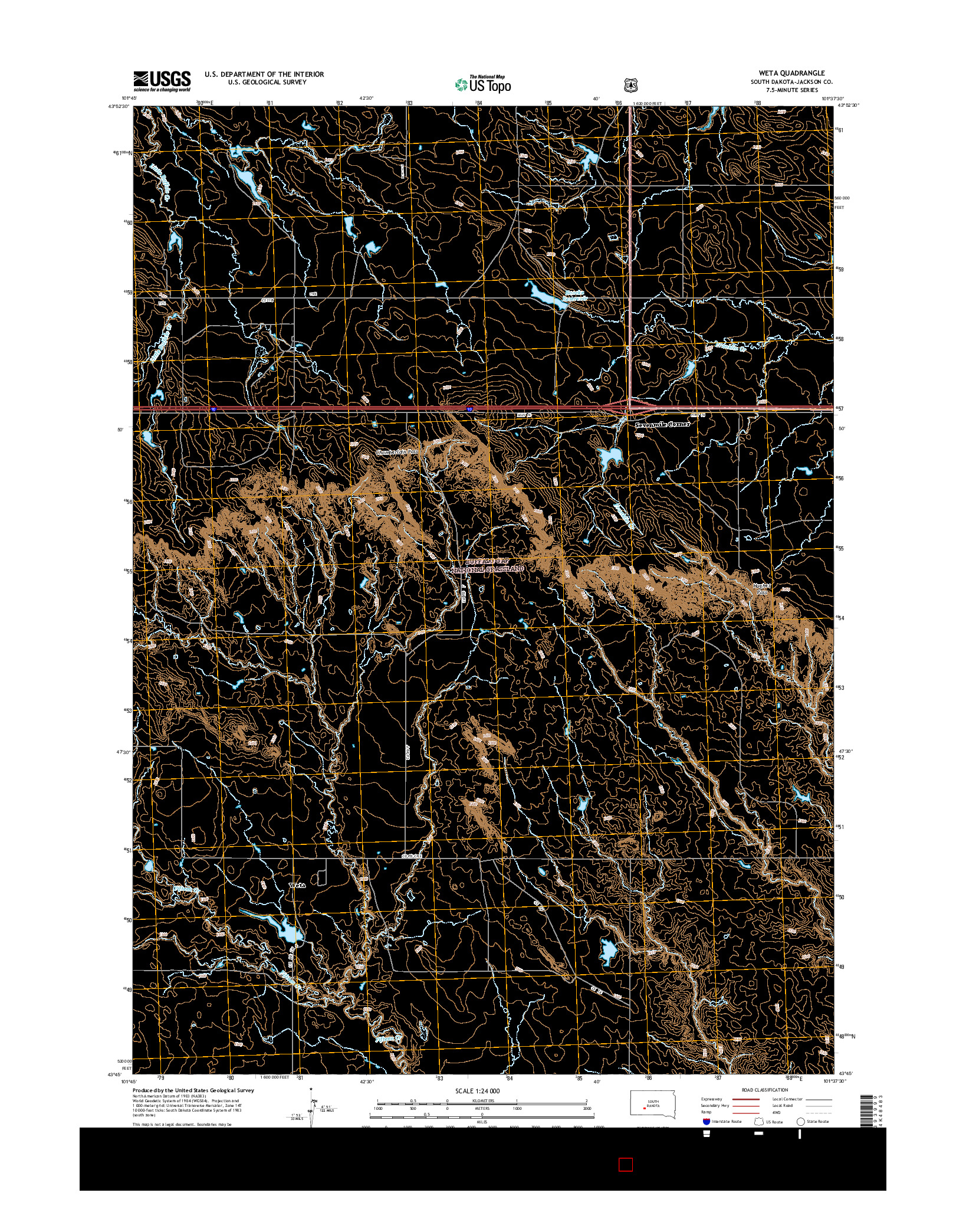USGS US TOPO 7.5-MINUTE MAP FOR WETA, SD 2015