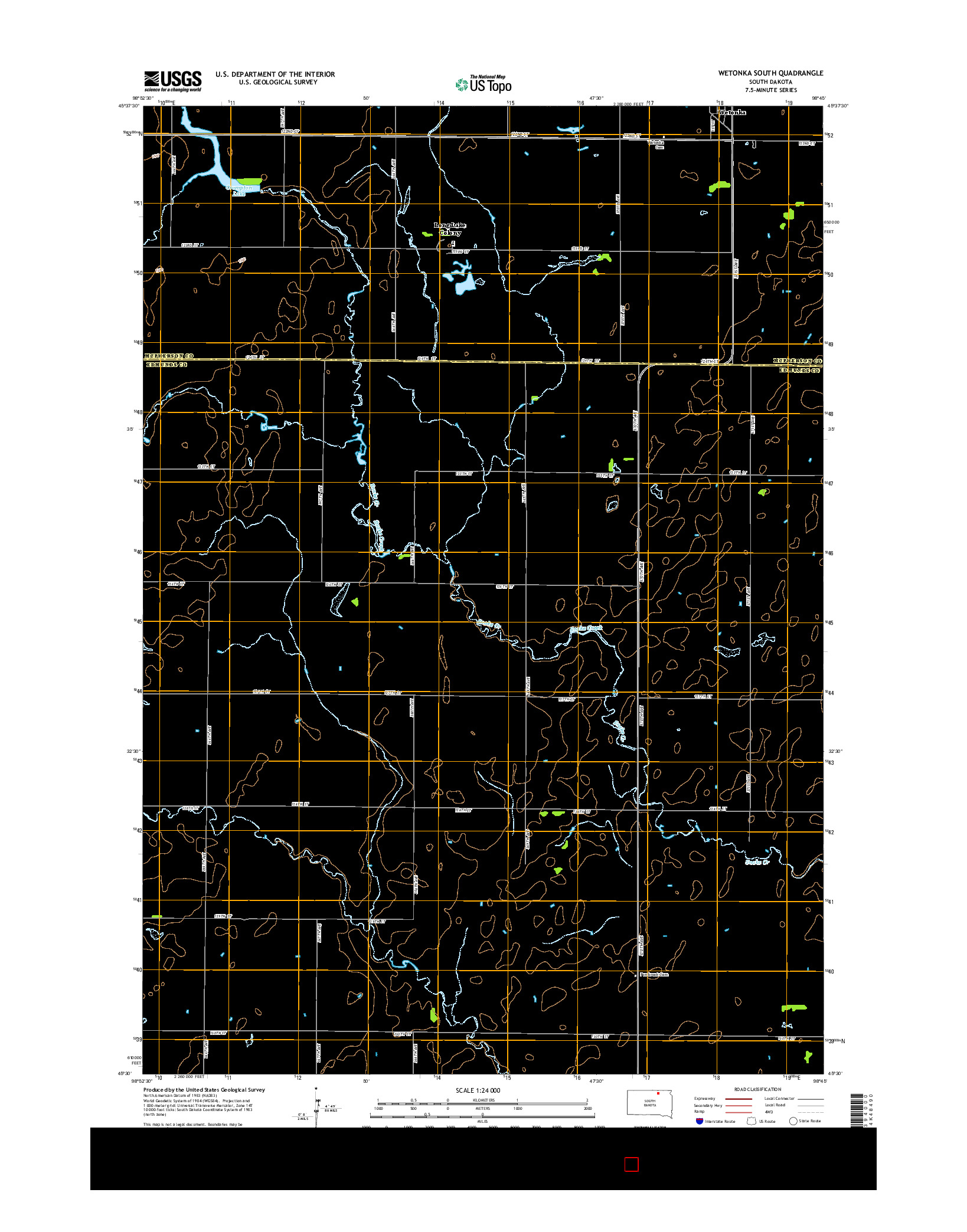 USGS US TOPO 7.5-MINUTE MAP FOR WETONKA SOUTH, SD 2015